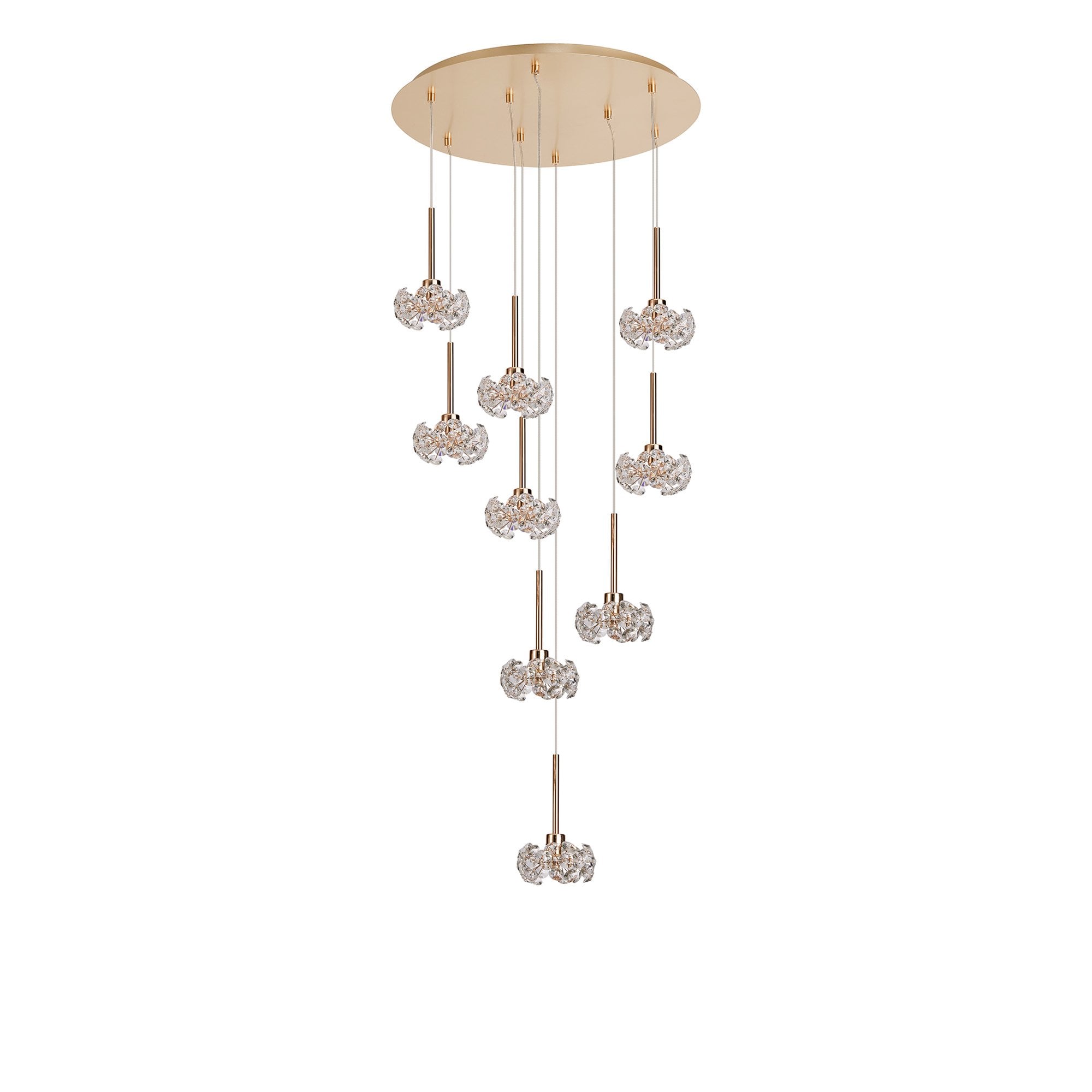 NLK15479 Paris 9 Light Round Pendant French Gold Crystal