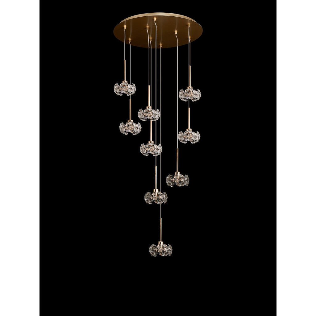 NLK15479 Paris 9 Light Round Pendant French Gold Crystal