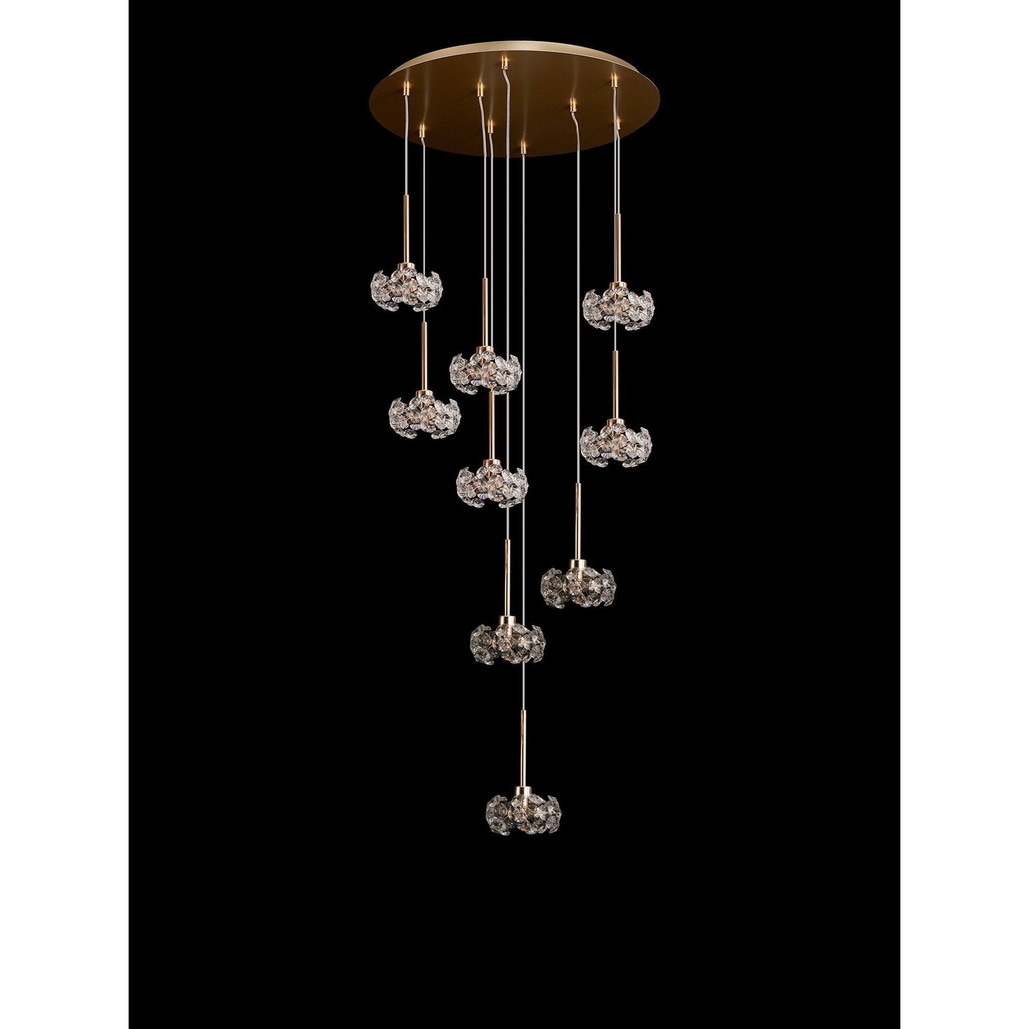 NLK15479 Paris 9 Light Round Pendant French Gold Crystal