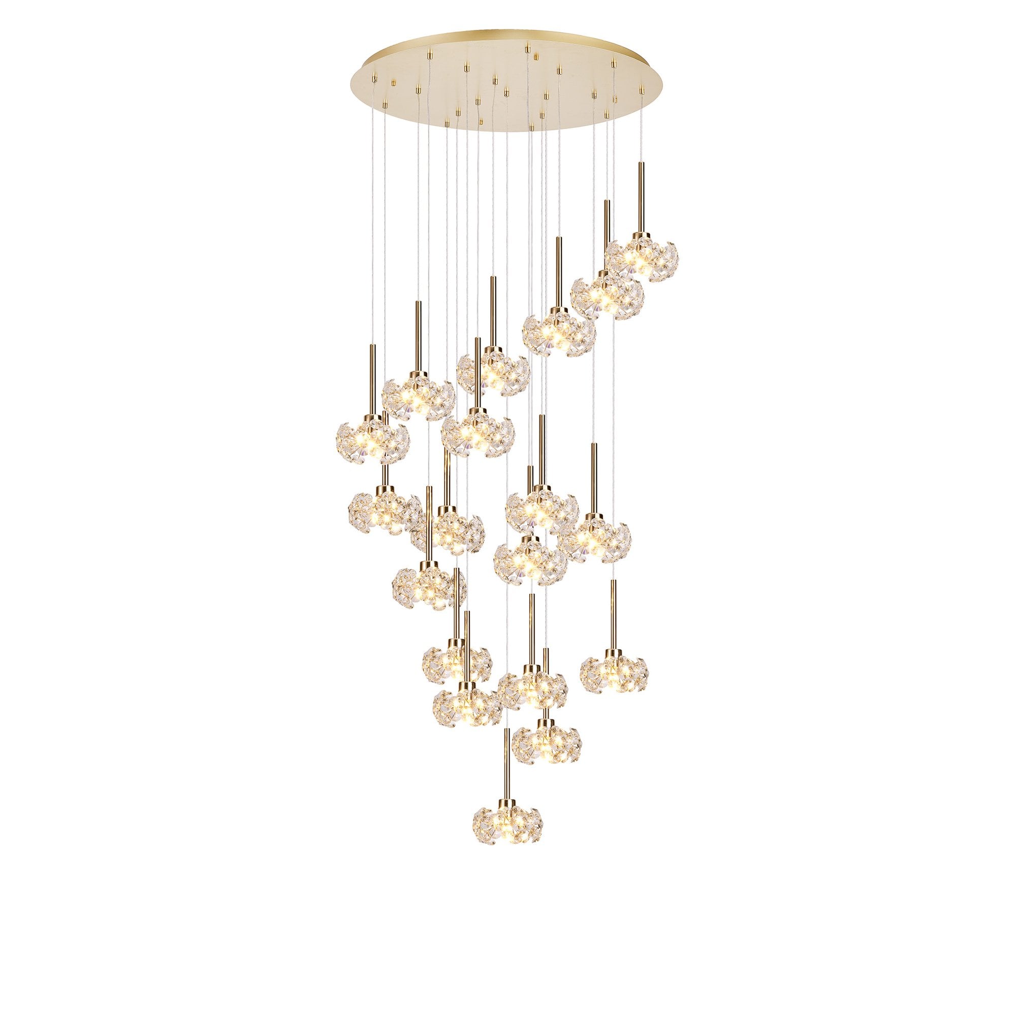 NLK15609 Paris 19 Light Round Pendant French Gold Crystal