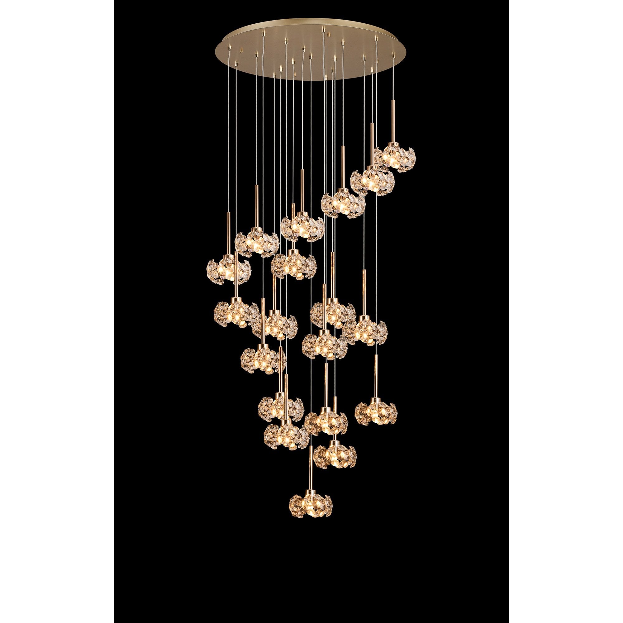 NLK15609 Paris 19 Light Round Pendant French Gold Crystal