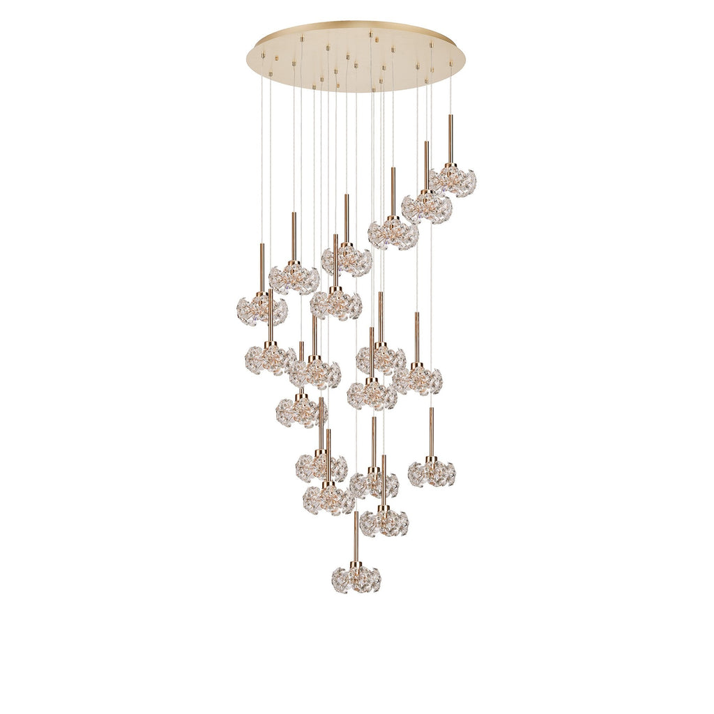 NLK15609 Paris 19 Light Round Pendant French Gold Crystal