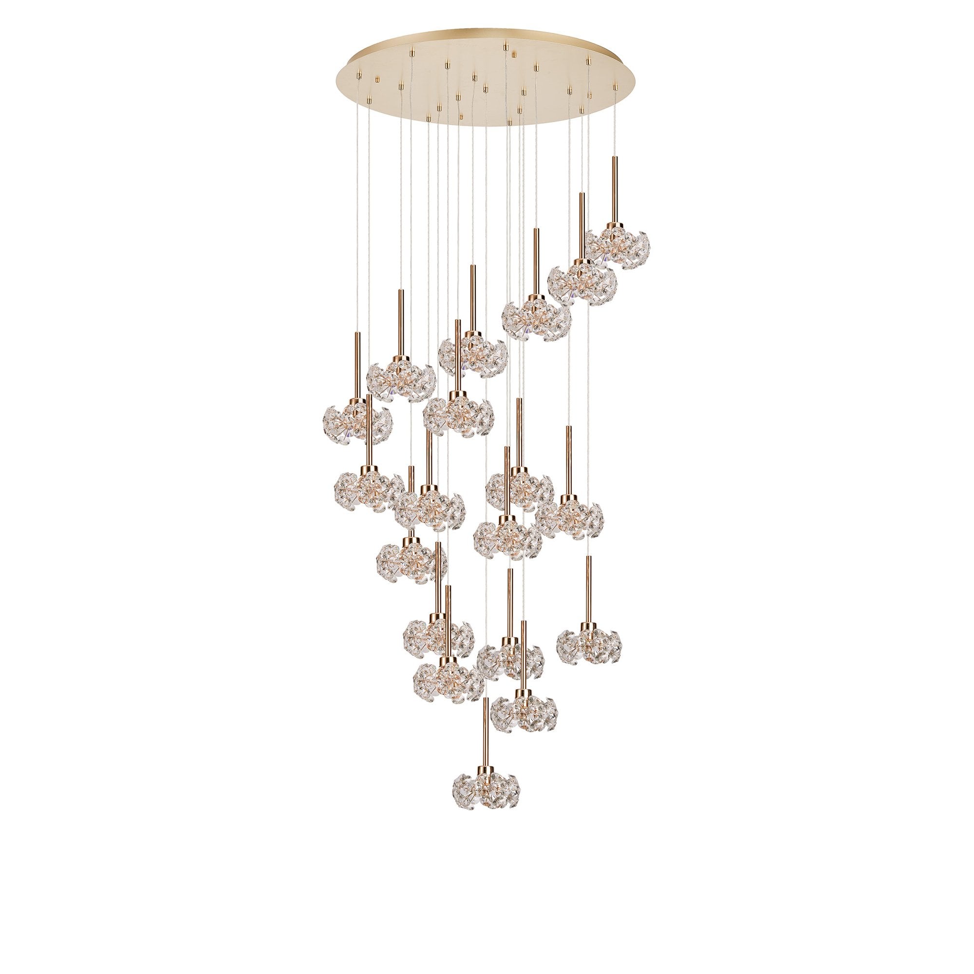 NLK15609 Paris 19 Light Round Pendant French Gold Crystal