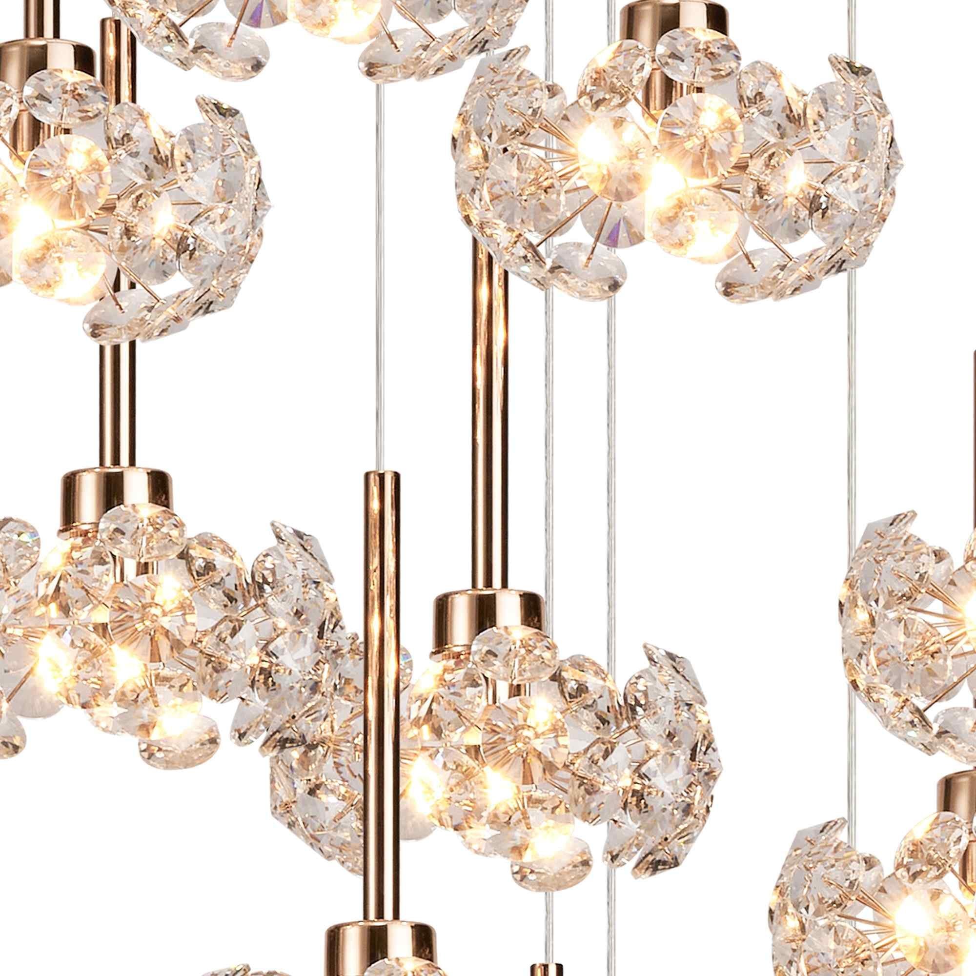 NLK15609 Paris 19 Light Round Pendant French Gold Crystal