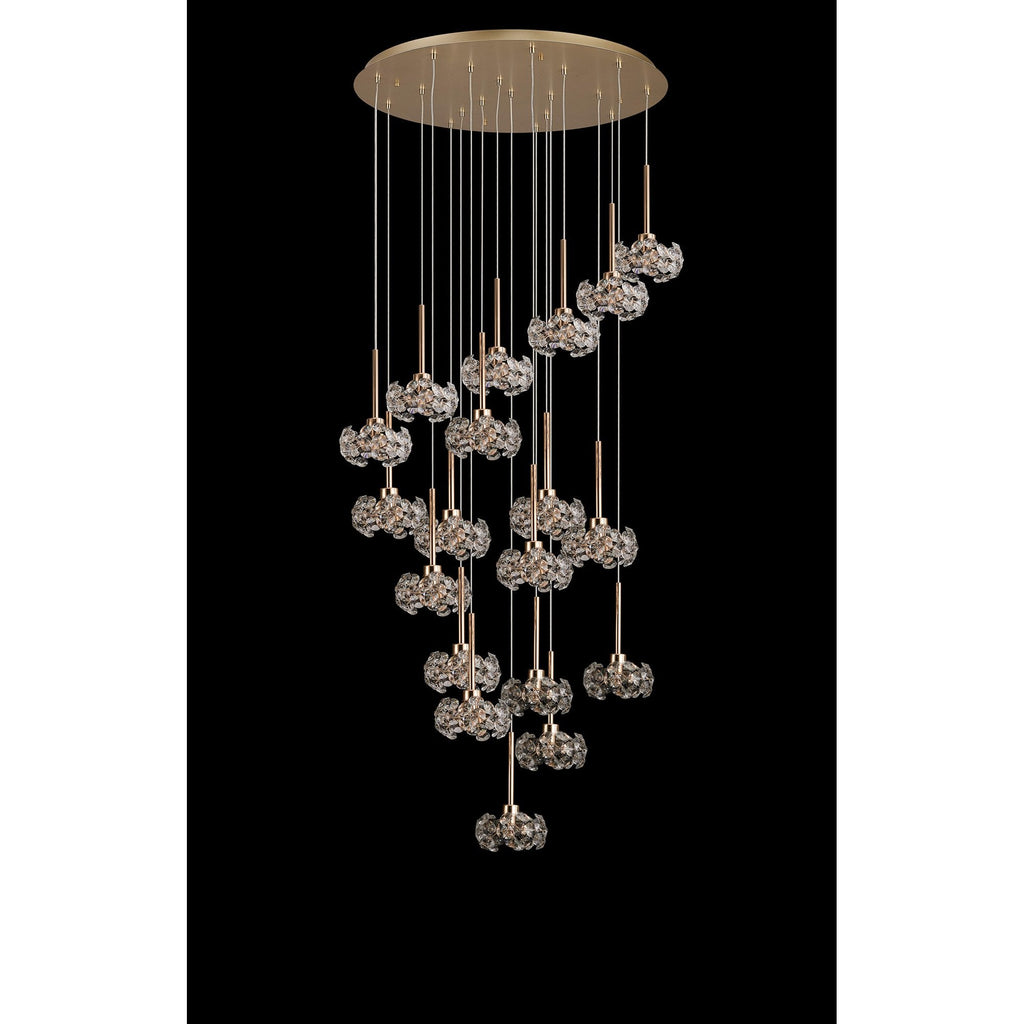 NLK15609 Paris 19 Light Round Pendant French Gold Crystal