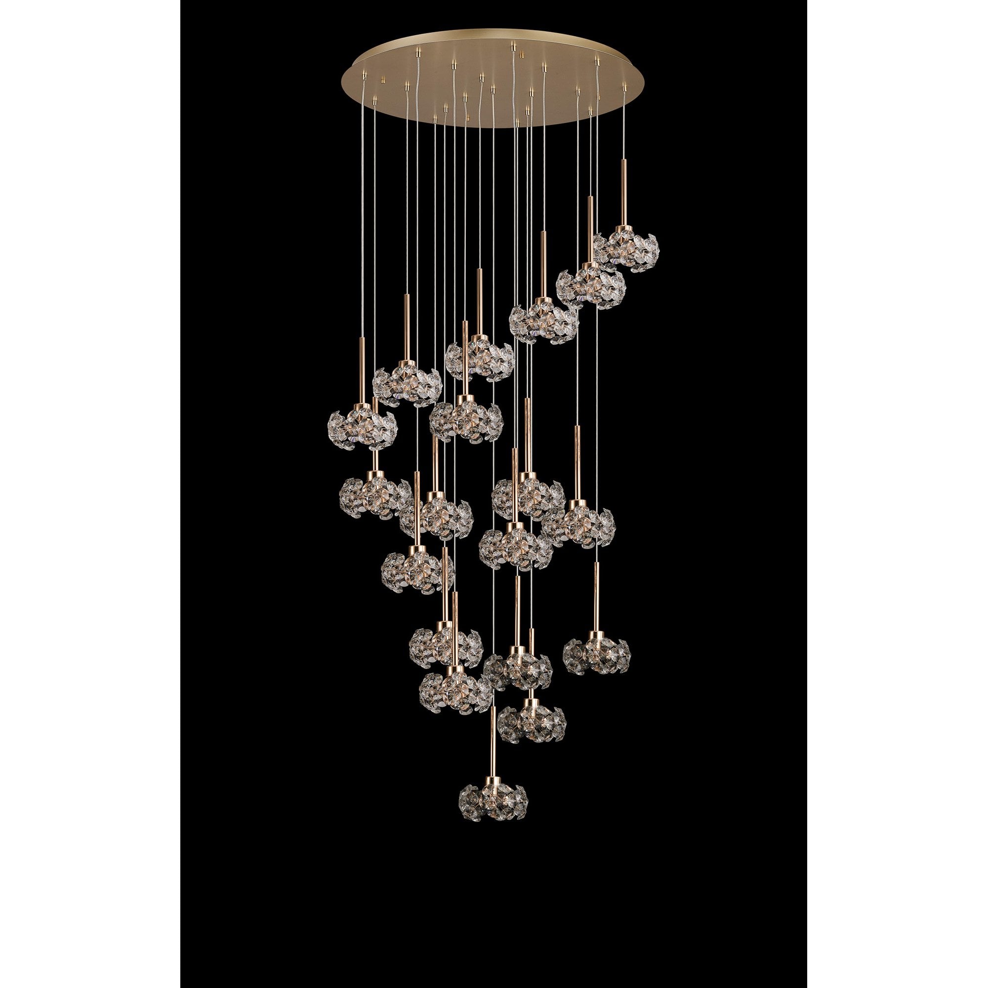 NLK15609 Paris 19 Light Round Pendant French Gold Crystal