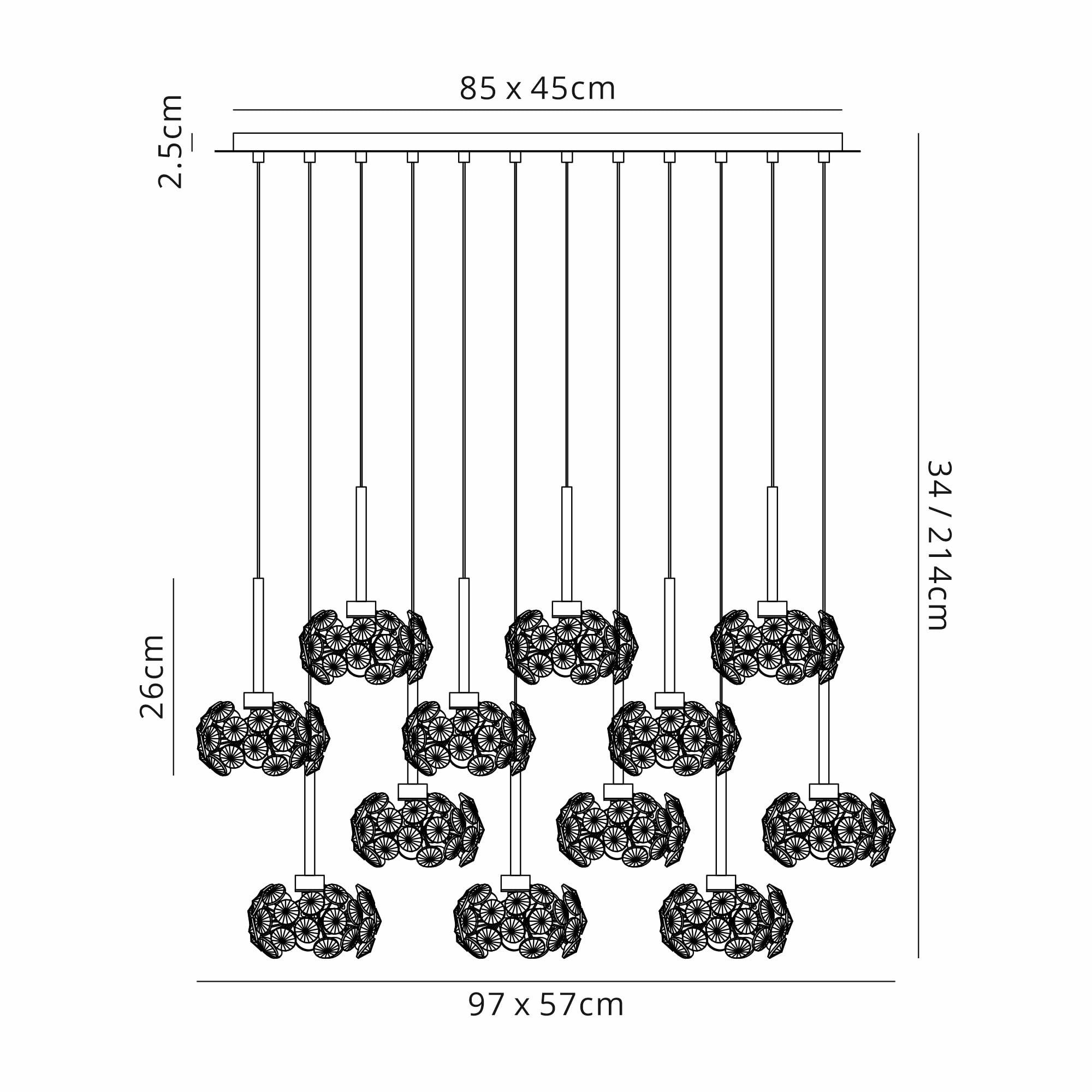 NLK15619 Paris 19 Light Oval Pendant Polished Chrome Crystal