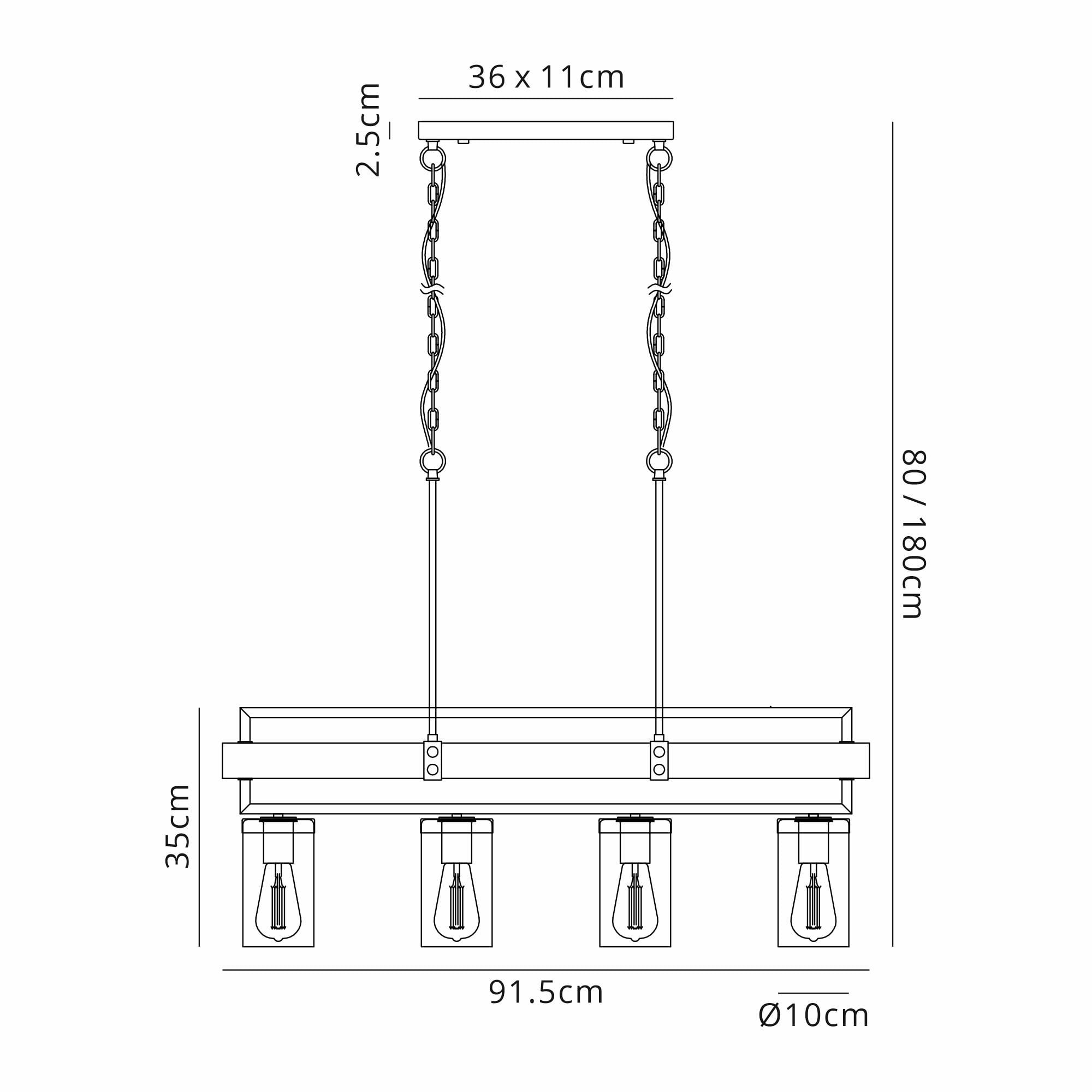 NL85829 Cambas 4 Light Pendant Satin Black Satin Brass