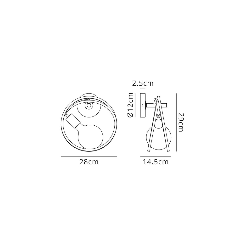 NL86669 Candio 1 Light Wall Light Matt Black Painted Gold