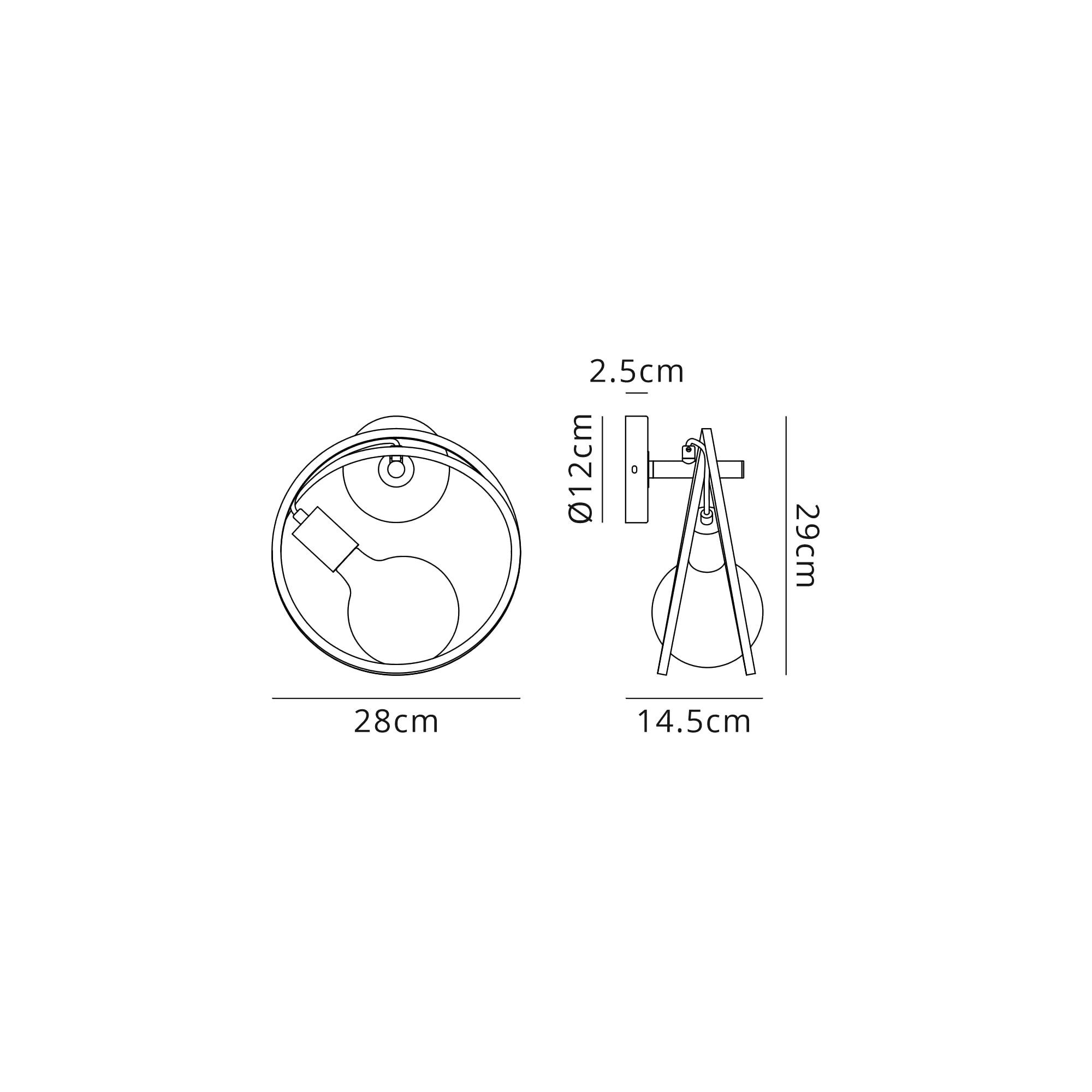 NL86669 Candio 1 Light Wall Light Matt Black Painted Gold