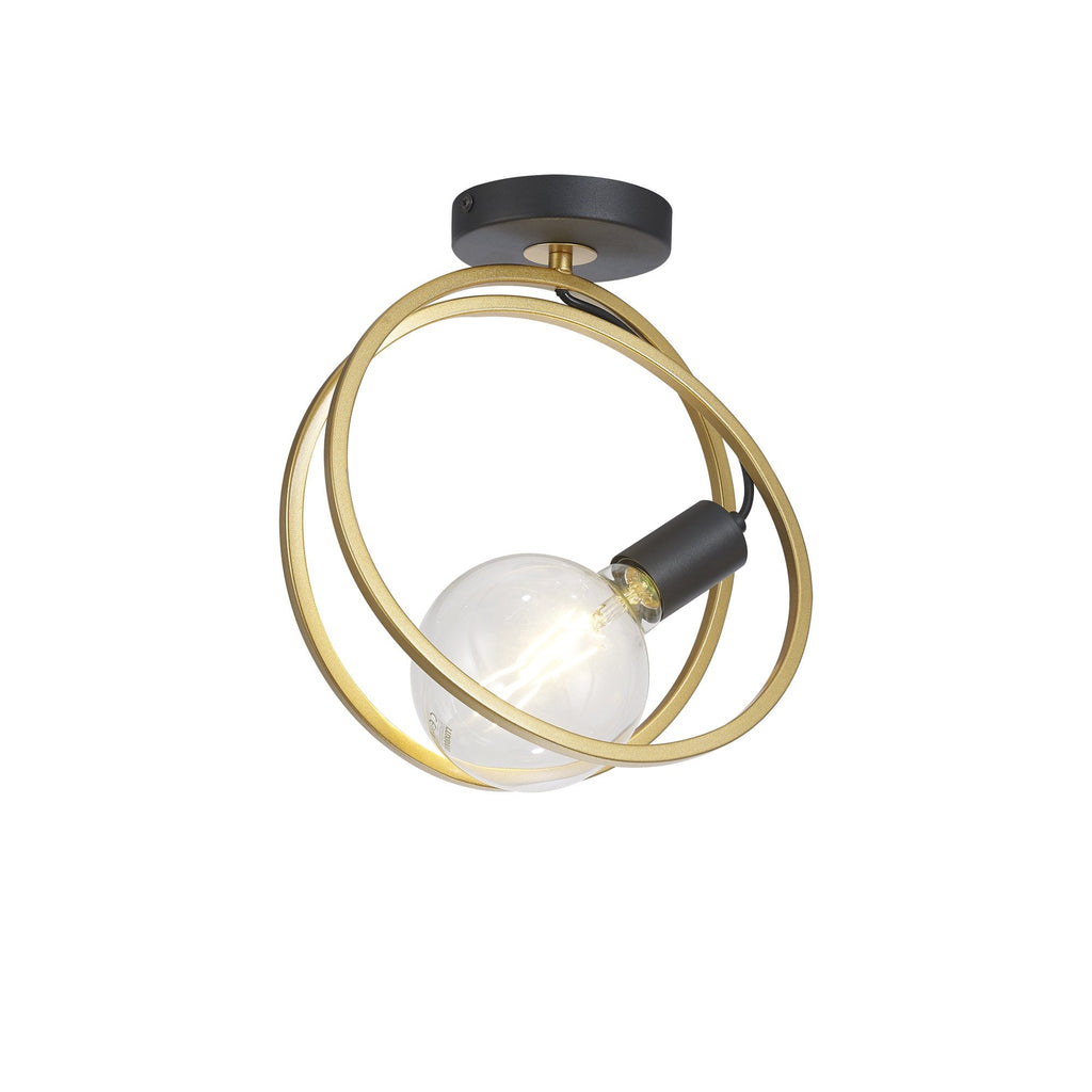 NL86679 Candio 1 Light Flush Ceiling Light Matt Black Painted Gold