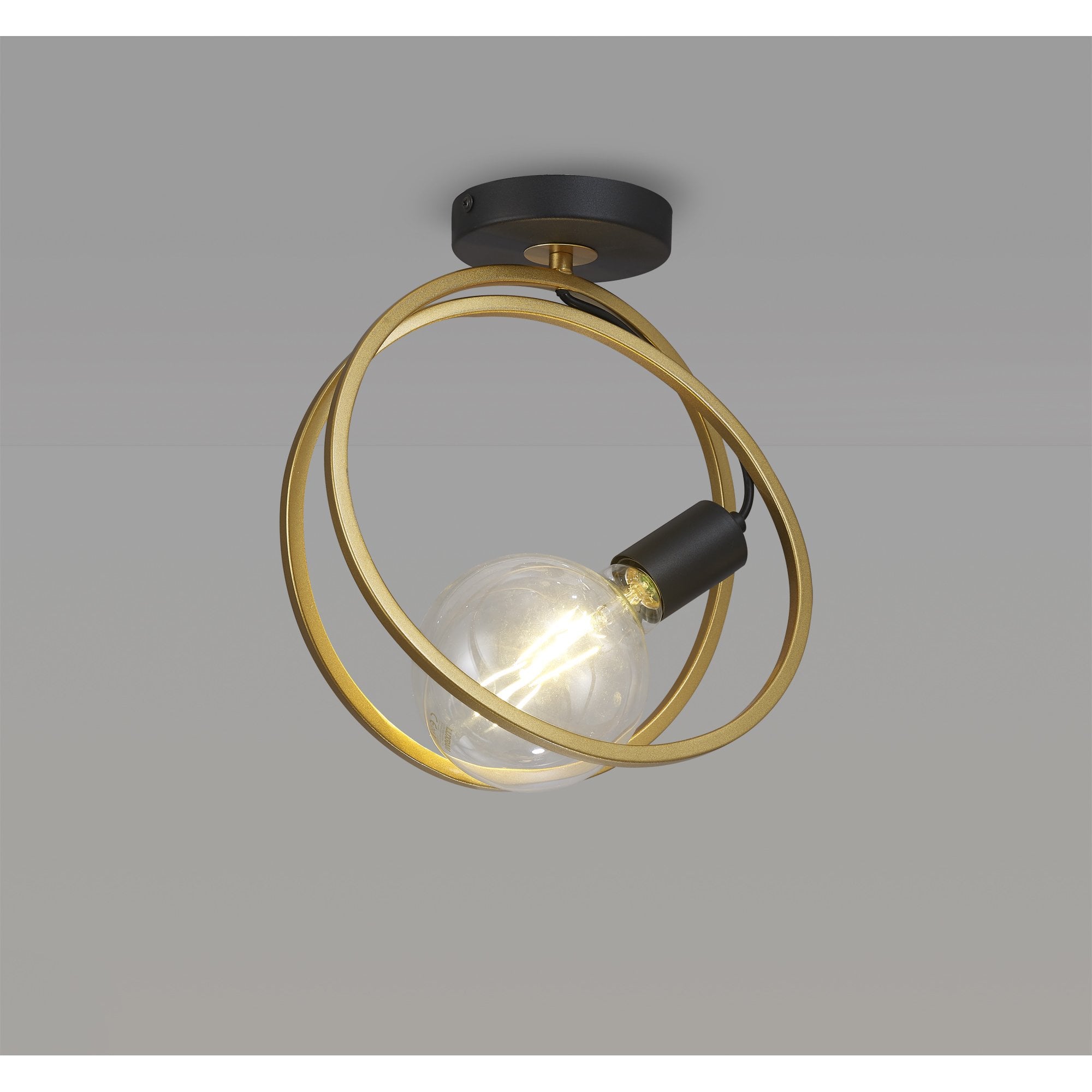 NL86679 Candio 1 Light Flush Ceiling Light Matt Black Painted Gold