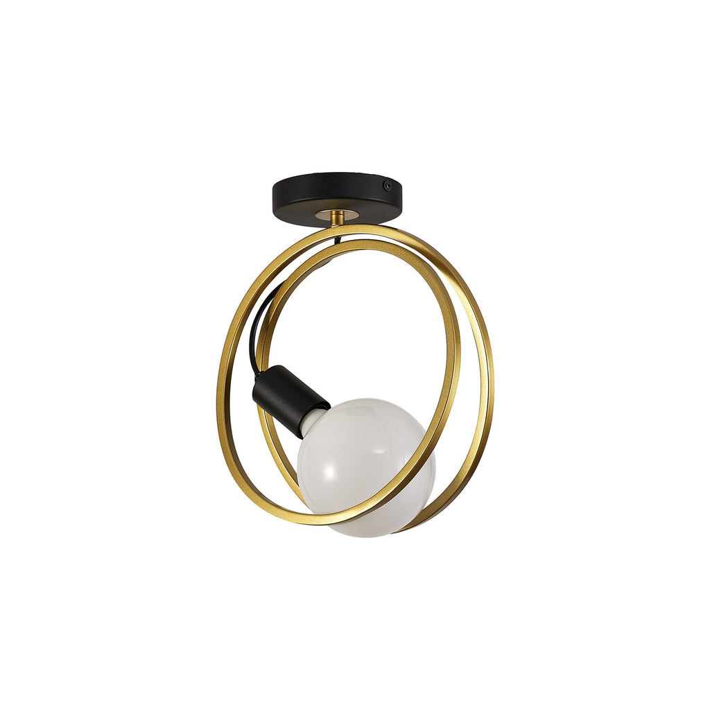 NL86679 Candio 1 Light Flush Ceiling Light Matt Black Painted Gold