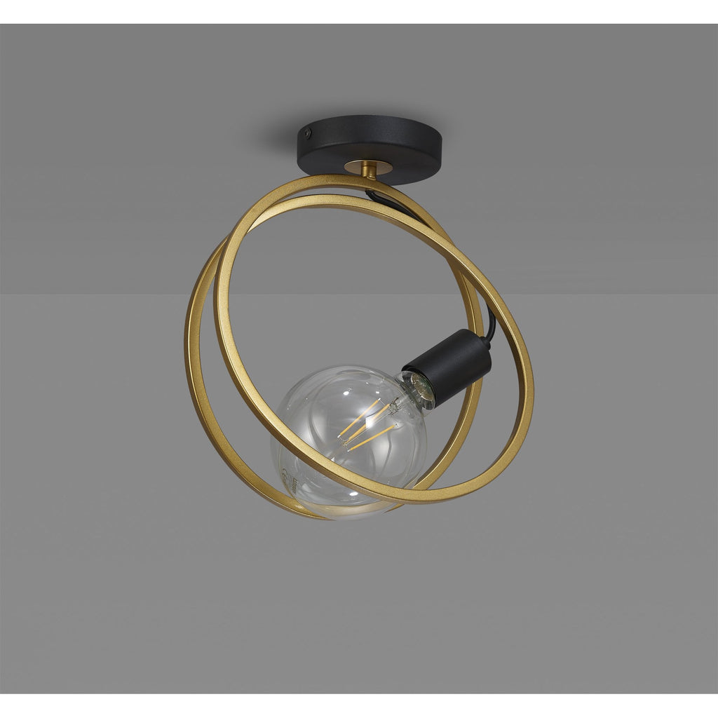 NL86679 Candio 1 Light Flush Ceiling Light Matt Black Painted Gold