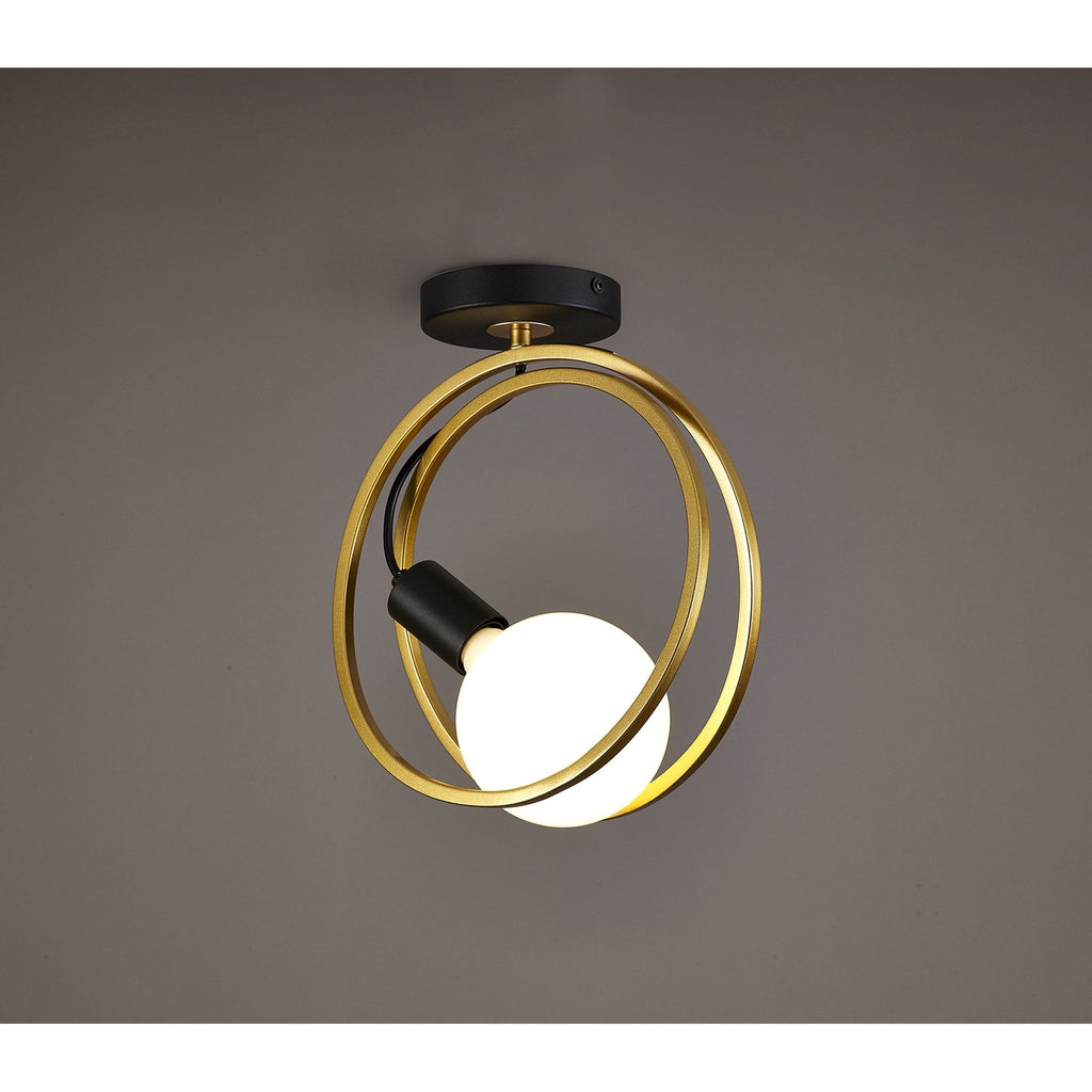 NL86679 Candio 1 Light Flush Ceiling Light Matt Black Painted Gold