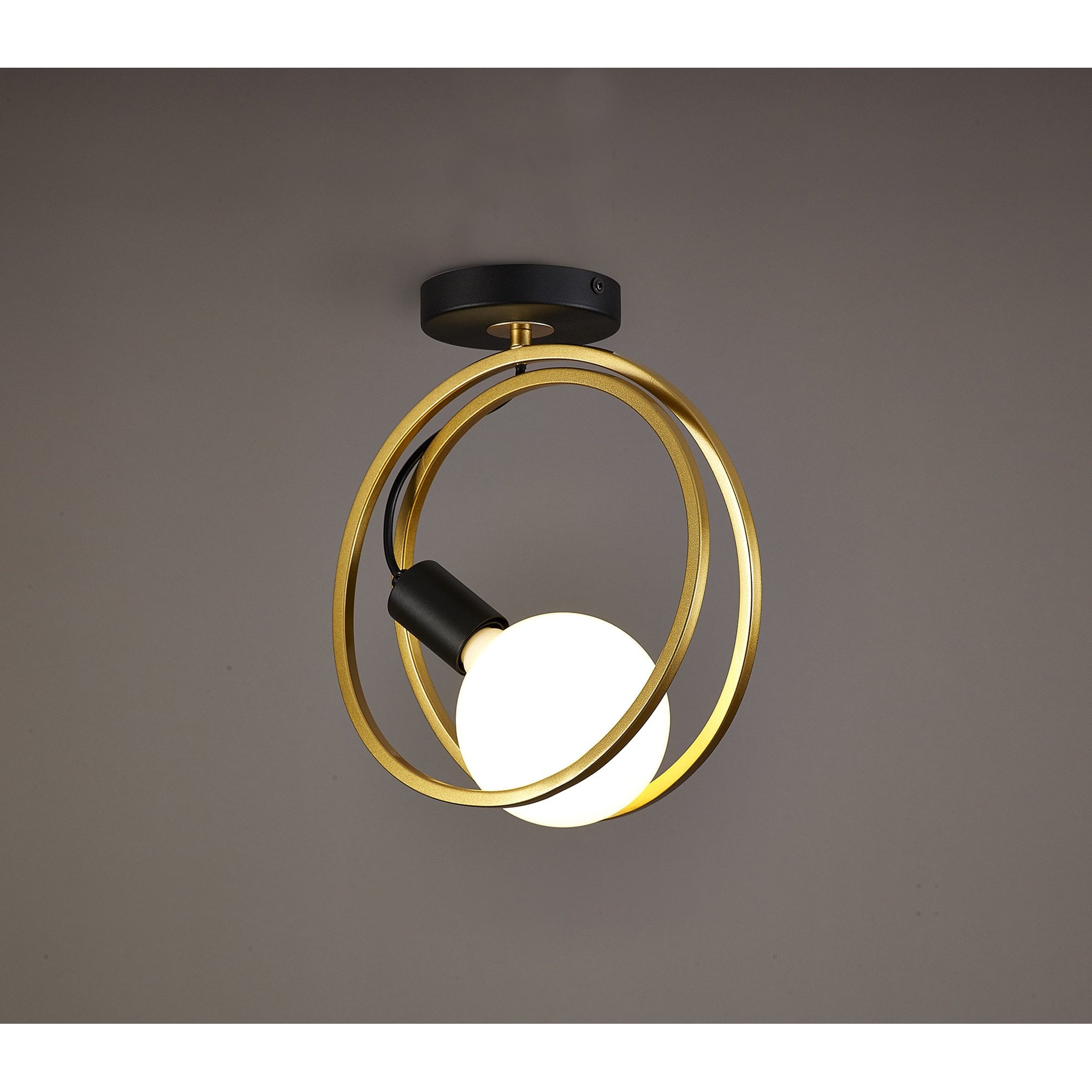 NL86679 Candio 1 Light Flush Ceiling Light Matt Black Painted Gold