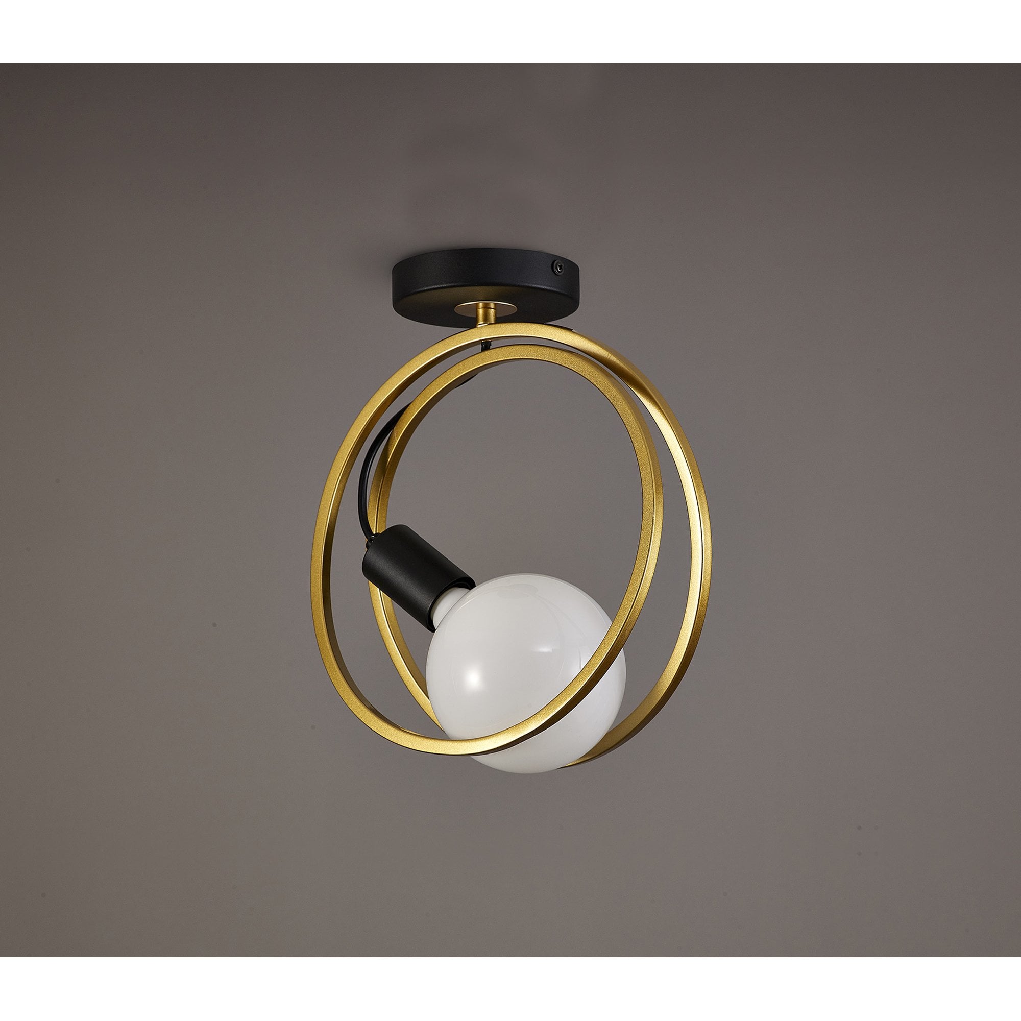 NL86679 Candio 1 Light Flush Ceiling Light Matt Black Painted Gold