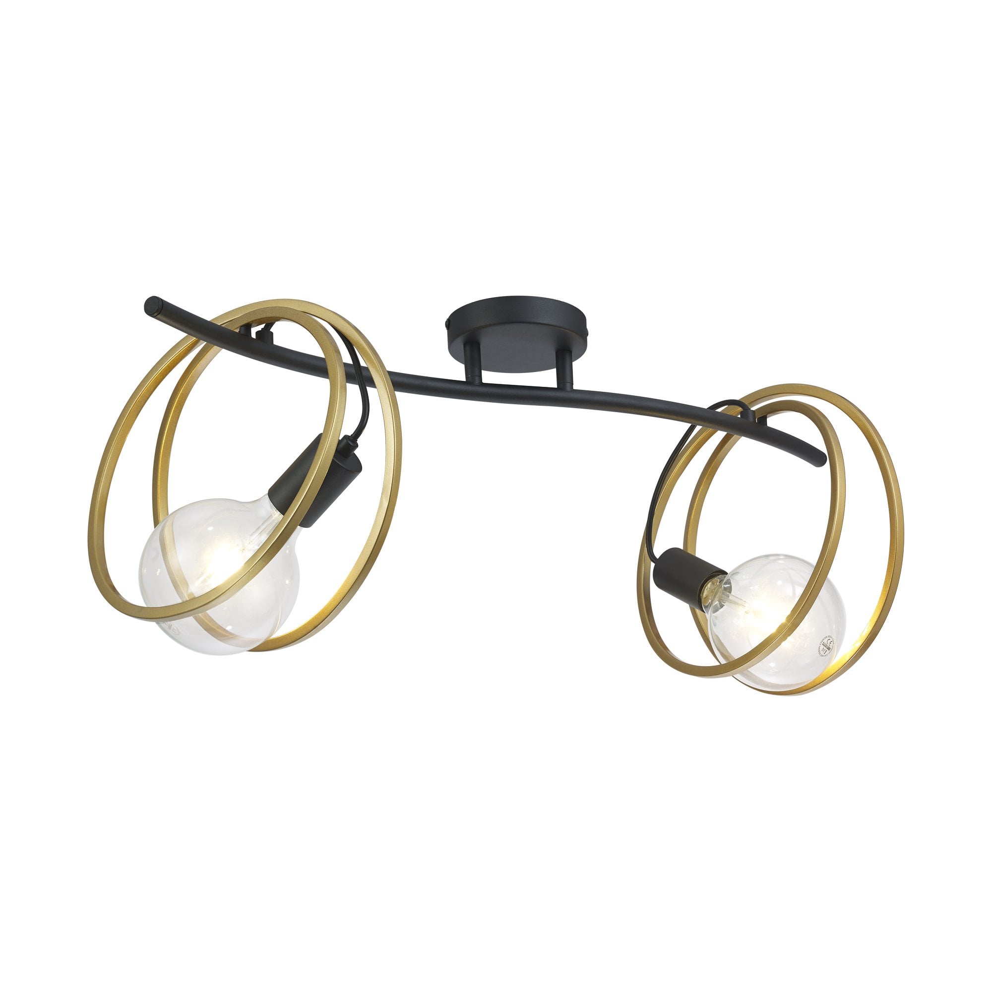 NL86689 Candio 2 Light Flush Ceiling Light Matt Black Painted Gold