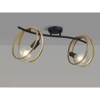 NL86689 Candio 2 Light Flush Ceiling Light Matt Black Painted Gold