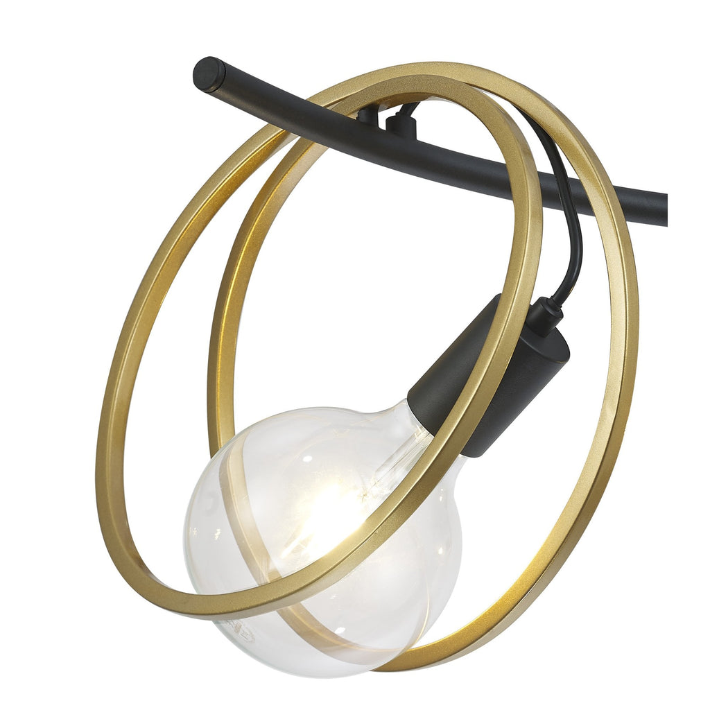 NL86689 Candio 2 Light Flush Ceiling Light Matt Black Painted Gold