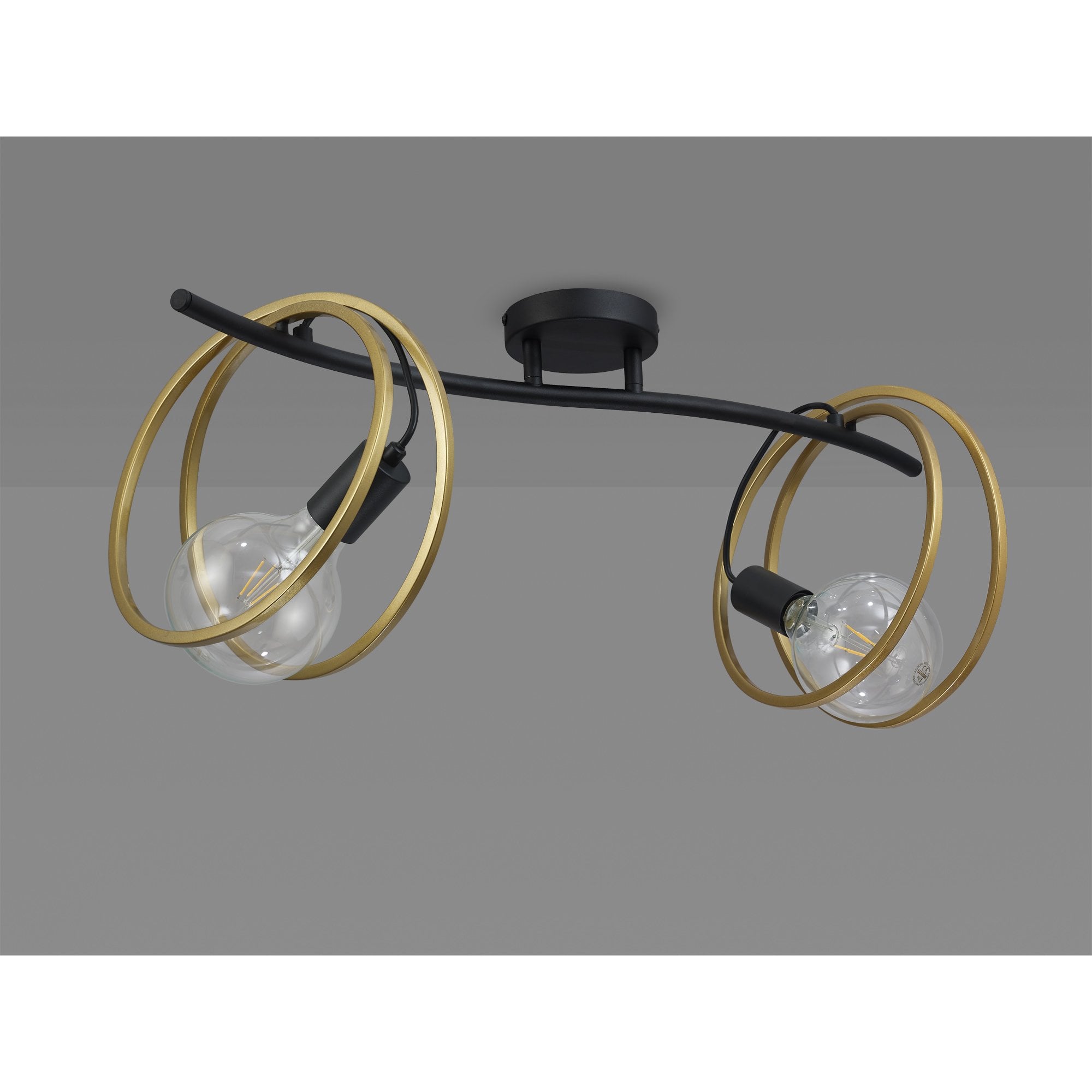 NL86689 Candio 2 Light Flush Ceiling Light Matt Black Painted Gold
