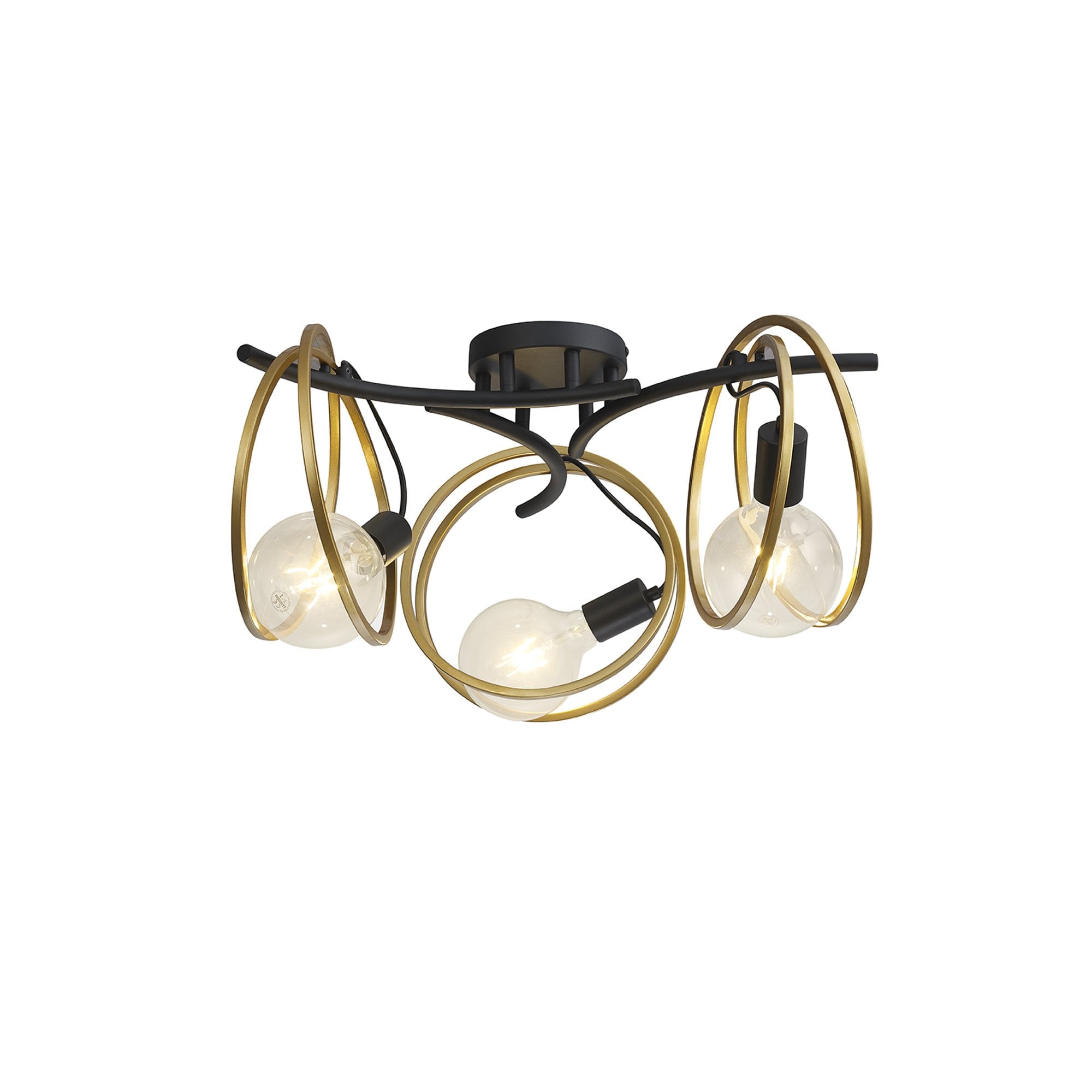 NL86699 Candio 3 Light Flush Ceiling Light Matt Black Painted Gold