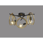 NL86699 Candio 3 Light Flush Ceiling Light Matt Black Painted Gold