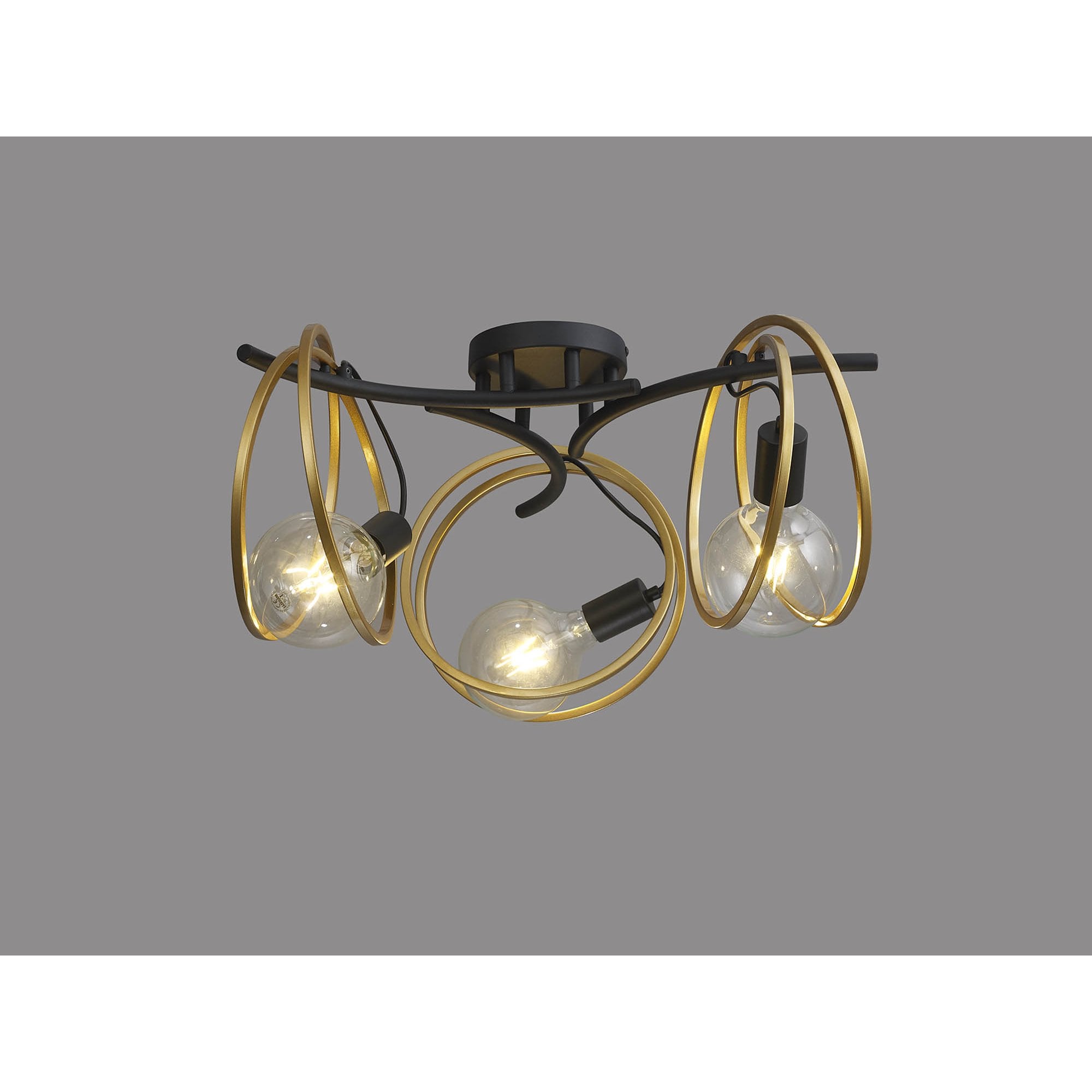 NL86699 Candio 3 Light Flush Ceiling Light Matt Black Painted Gold