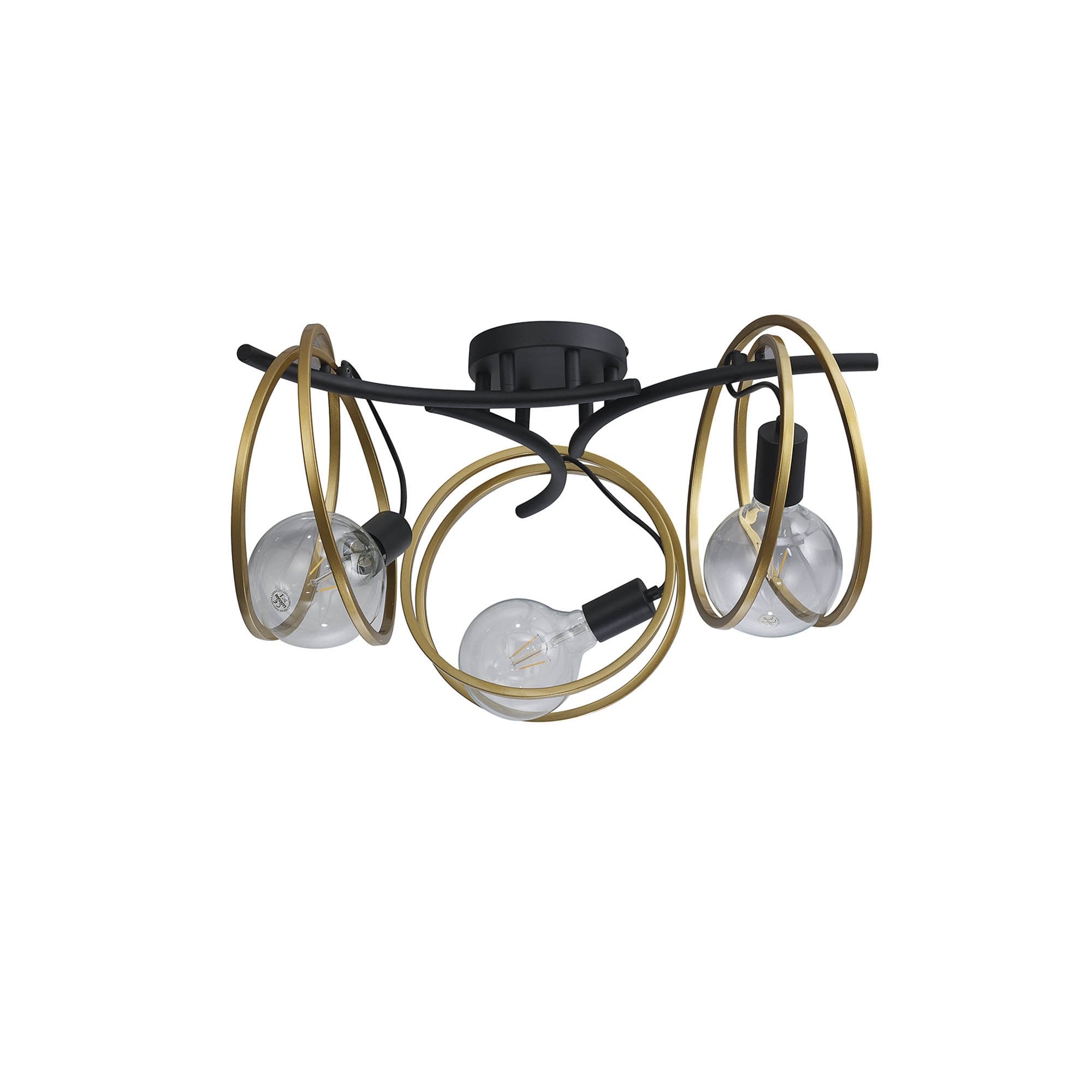 NL86699 Candio 3 Light Flush Ceiling Light Matt Black Painted Gold
