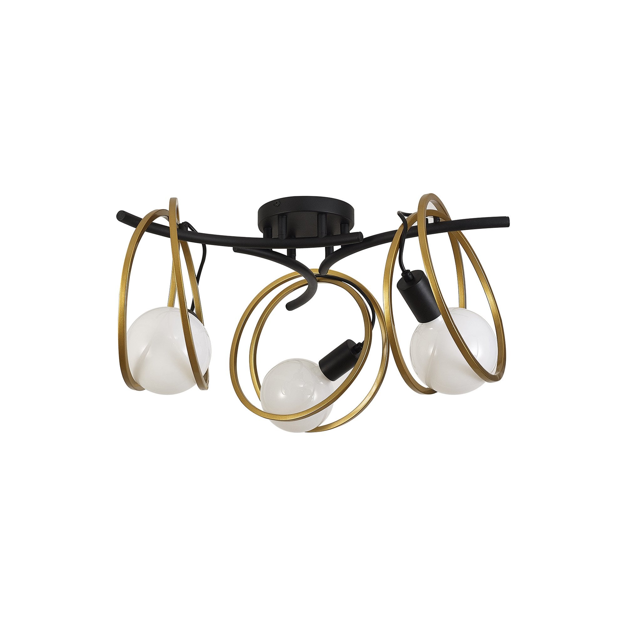NL86699 Candio 3 Light Flush Ceiling Light Matt Black Painted Gold