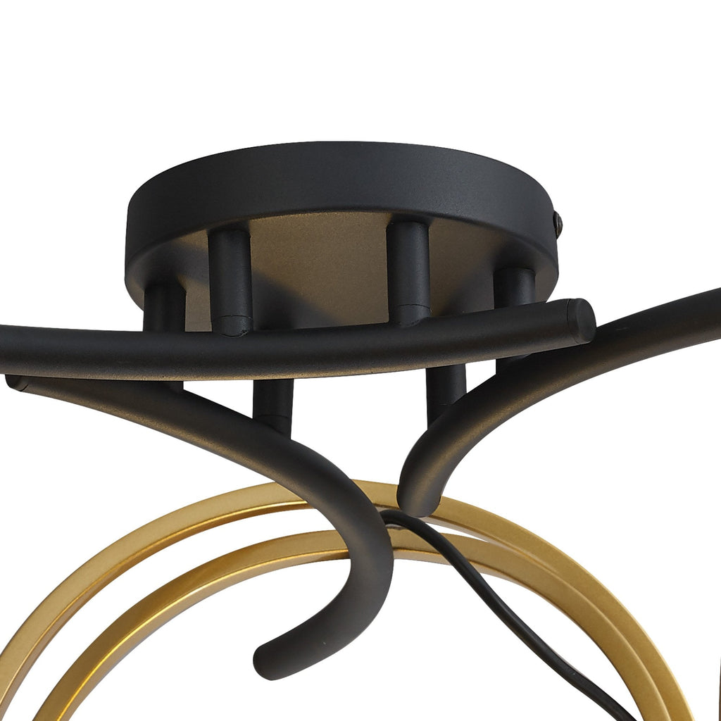 NL86699 Candio 3 Light Flush Ceiling Light Matt Black Painted Gold