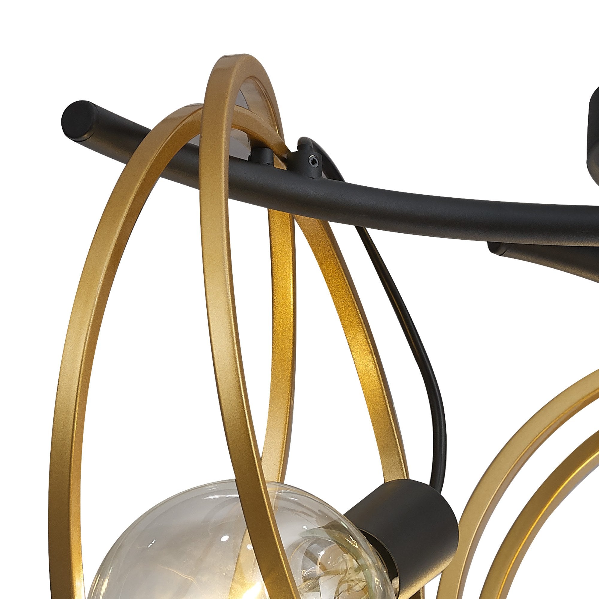 NL86699 Candio 3 Light Flush Ceiling Light Matt Black Painted Gold