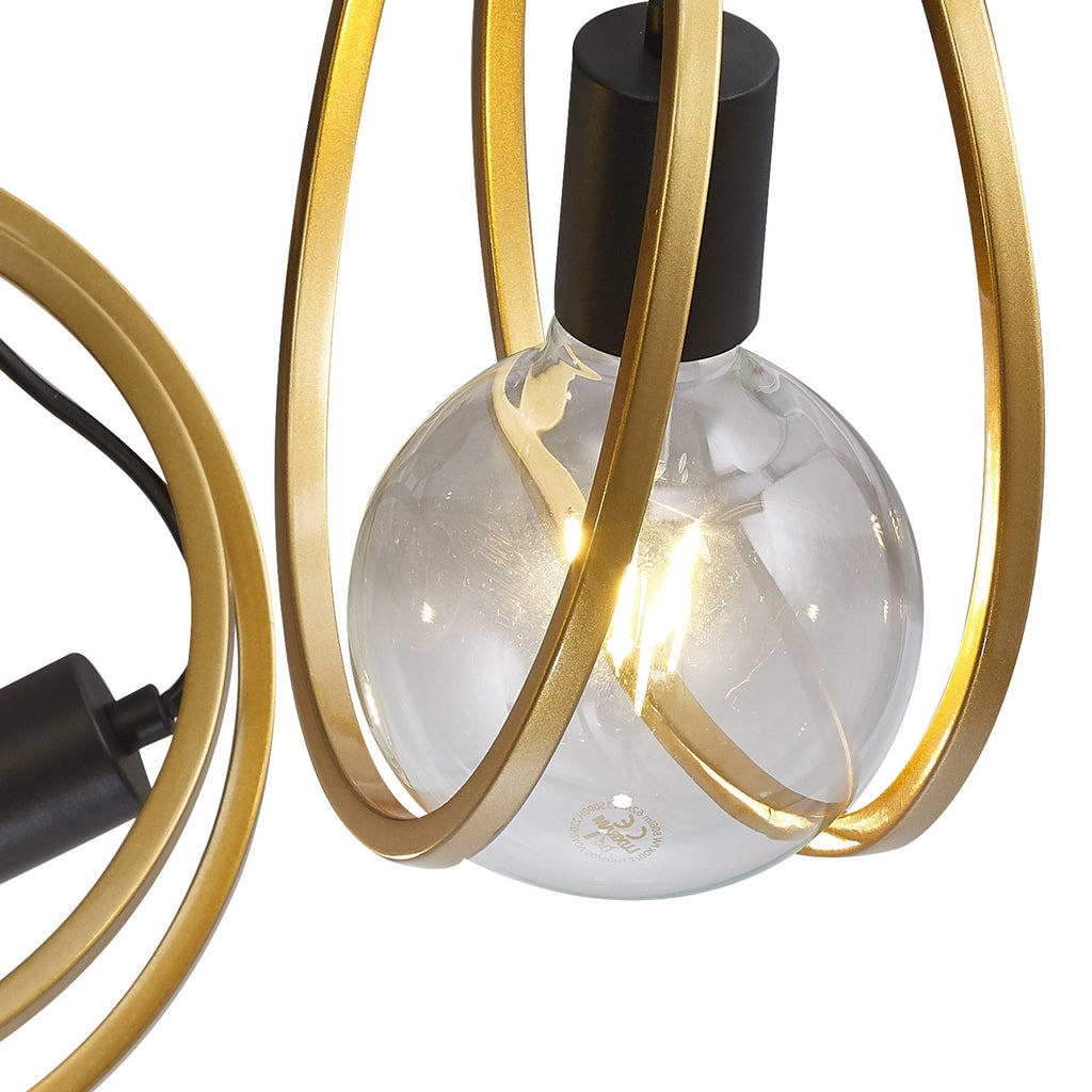NL86699 Candio 3 Light Flush Ceiling Light Matt Black Painted Gold