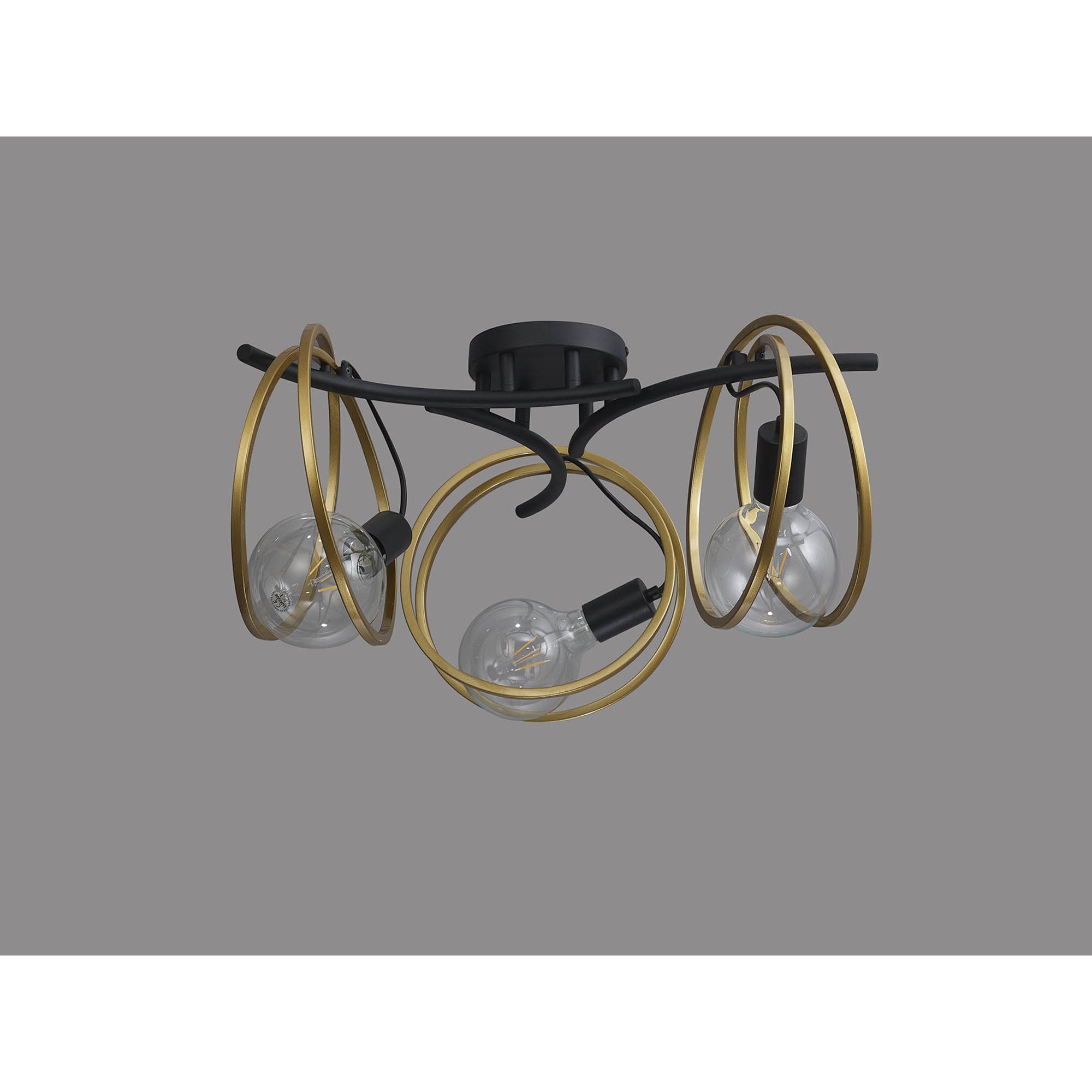 NL86699 Candio 3 Light Flush Ceiling Light Matt Black Painted Gold