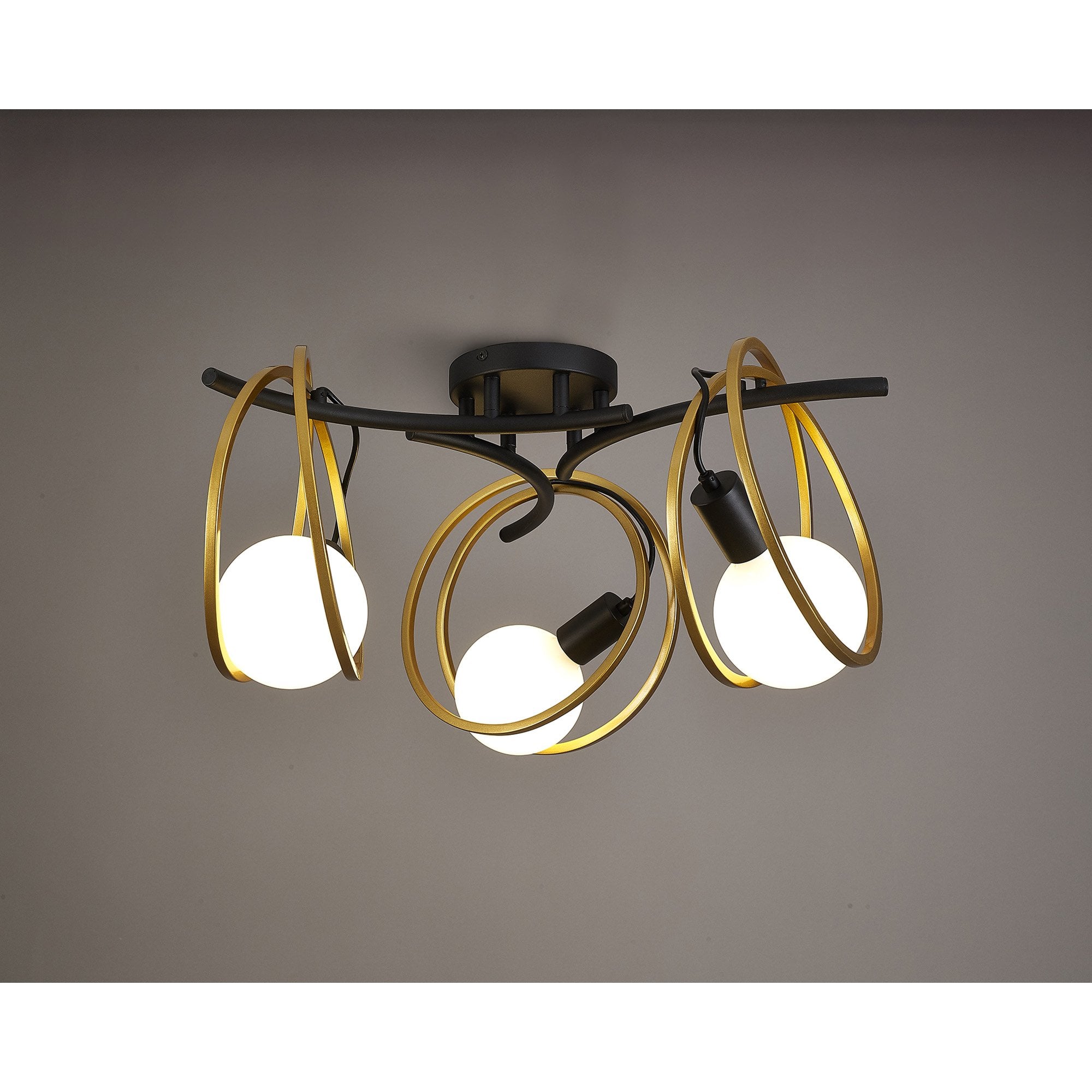 NL86699 Candio 3 Light Flush Ceiling Light Matt Black Painted Gold