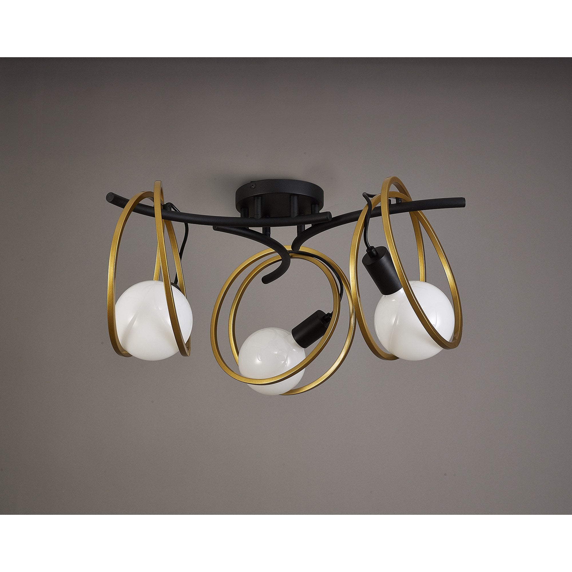 NL86699 Candio 3 Light Flush Ceiling Light Matt Black Painted Gold