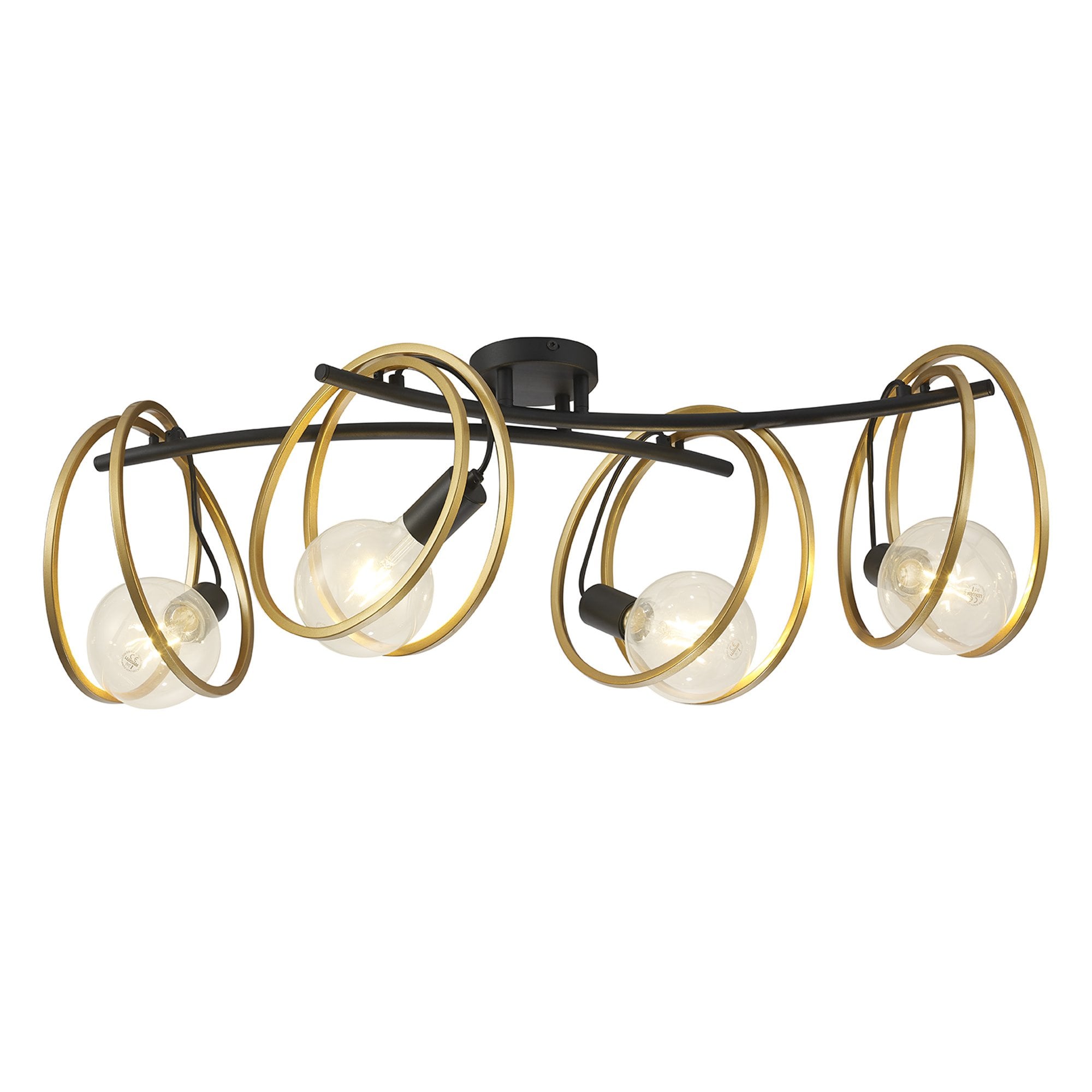 NL86709 Candio 4 Light Flush Ceiling Light Matt Black Painted Gold