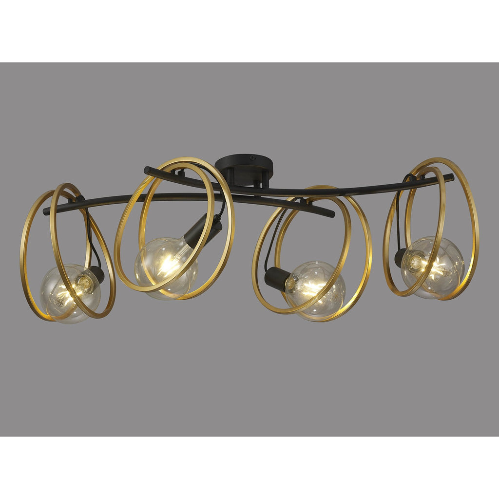 NL86709 Candio 4 Light Flush Ceiling Light Matt Black Painted Gold