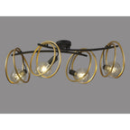 NL86709 Candio 4 Light Flush Ceiling Light Matt Black Painted Gold