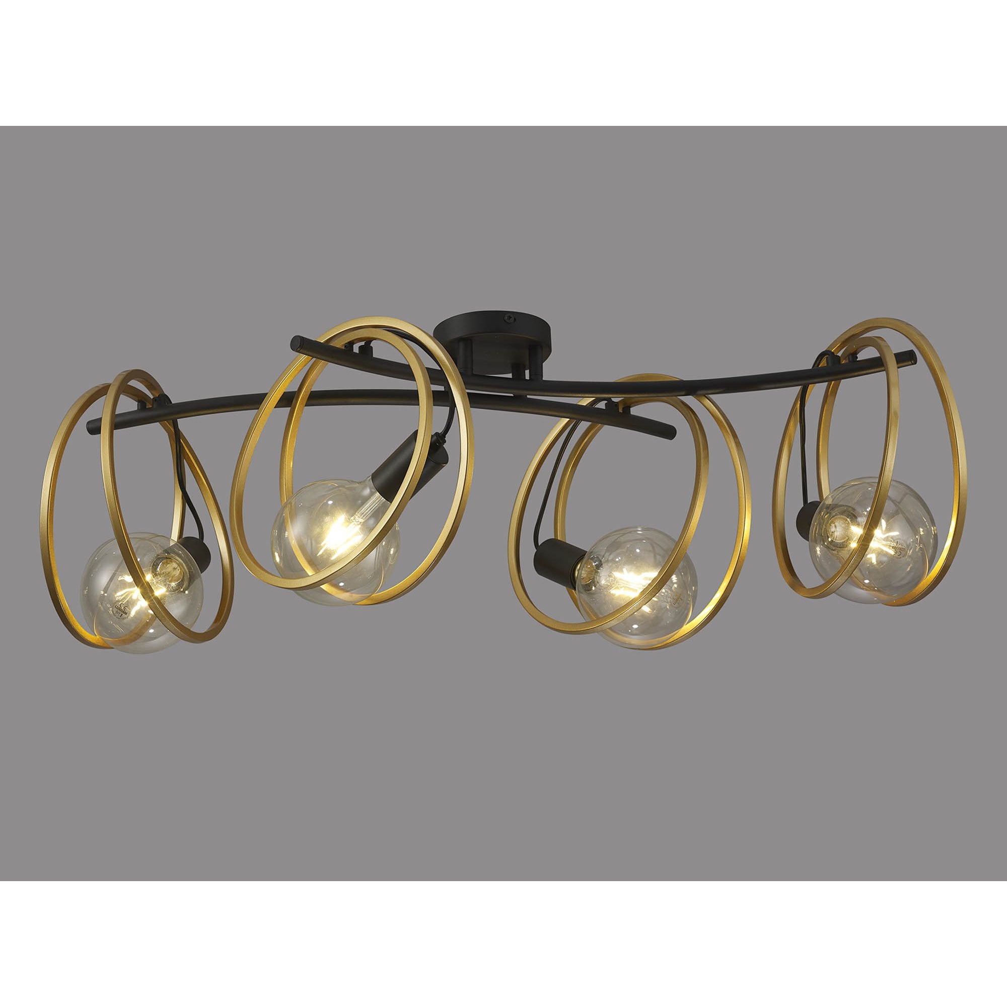 NL86709 Candio 4 Light Flush Ceiling Light Matt Black Painted Gold
