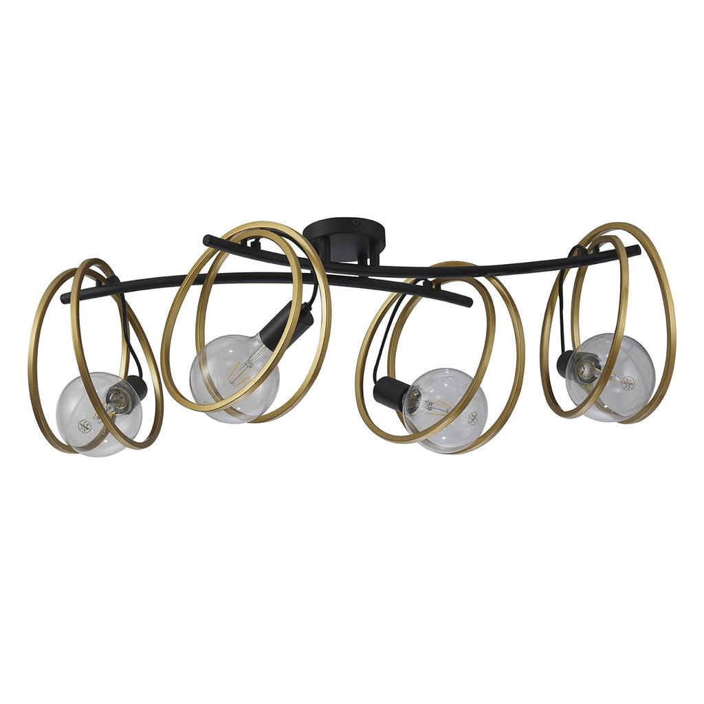 NL86709 Candio 4 Light Flush Ceiling Light Matt Black Painted Gold