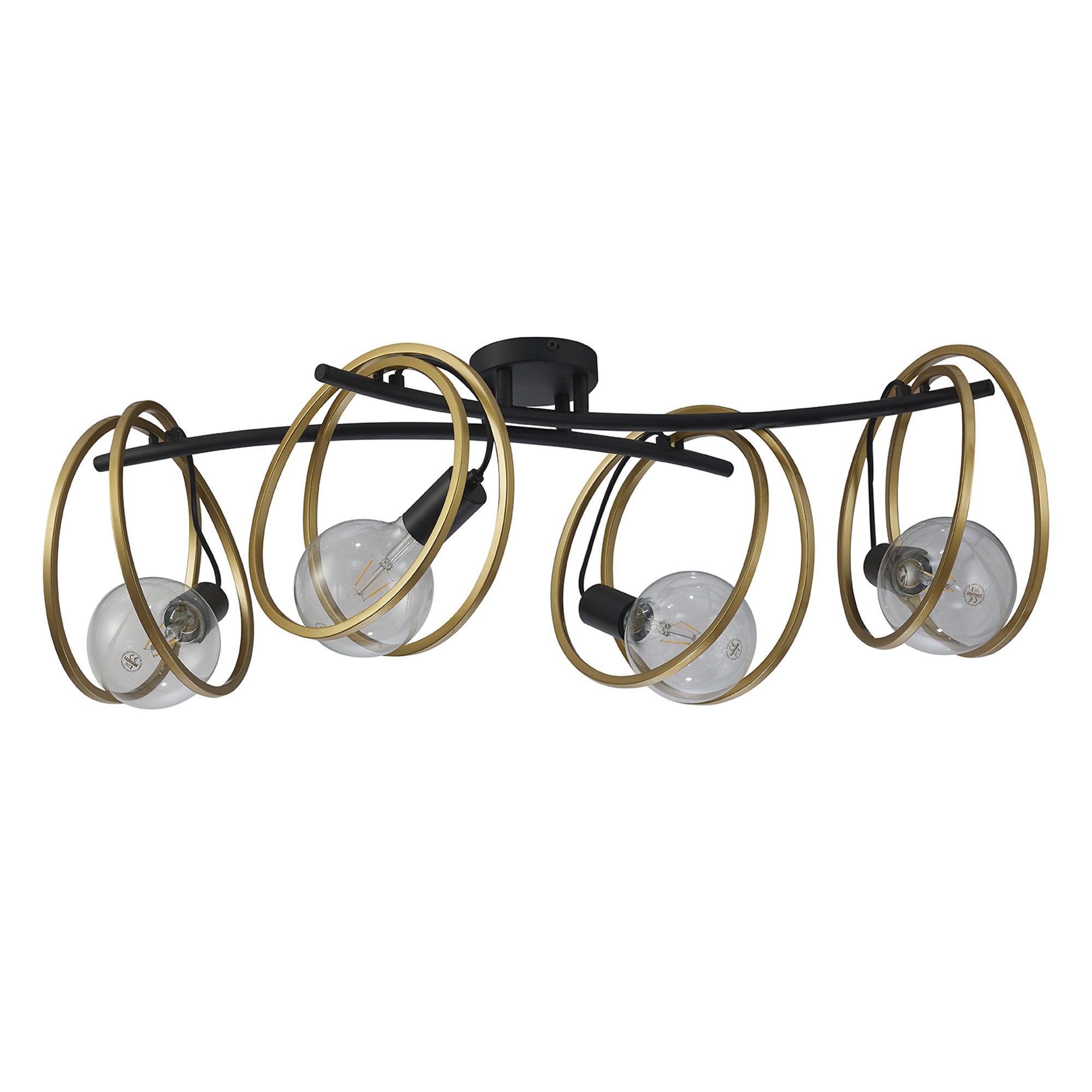 NL86709 Candio 4 Light Flush Ceiling Light Matt Black Painted Gold