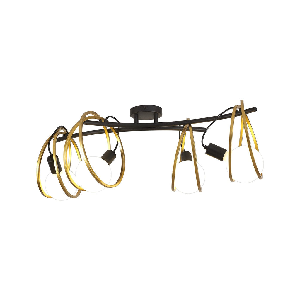 NL86709 Candio 4 Light Flush Ceiling Light Matt Black Painted Gold