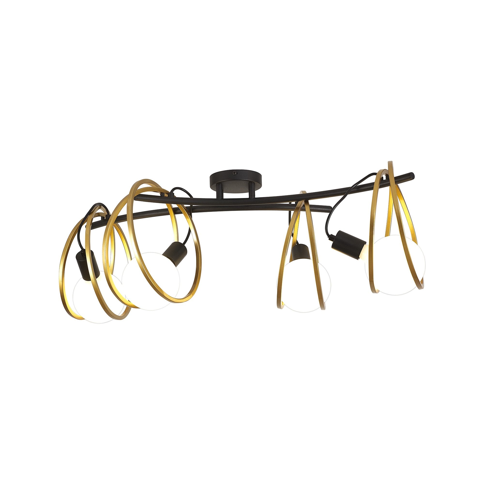 NL86709 Candio 4 Light Flush Ceiling Light Matt Black Painted Gold