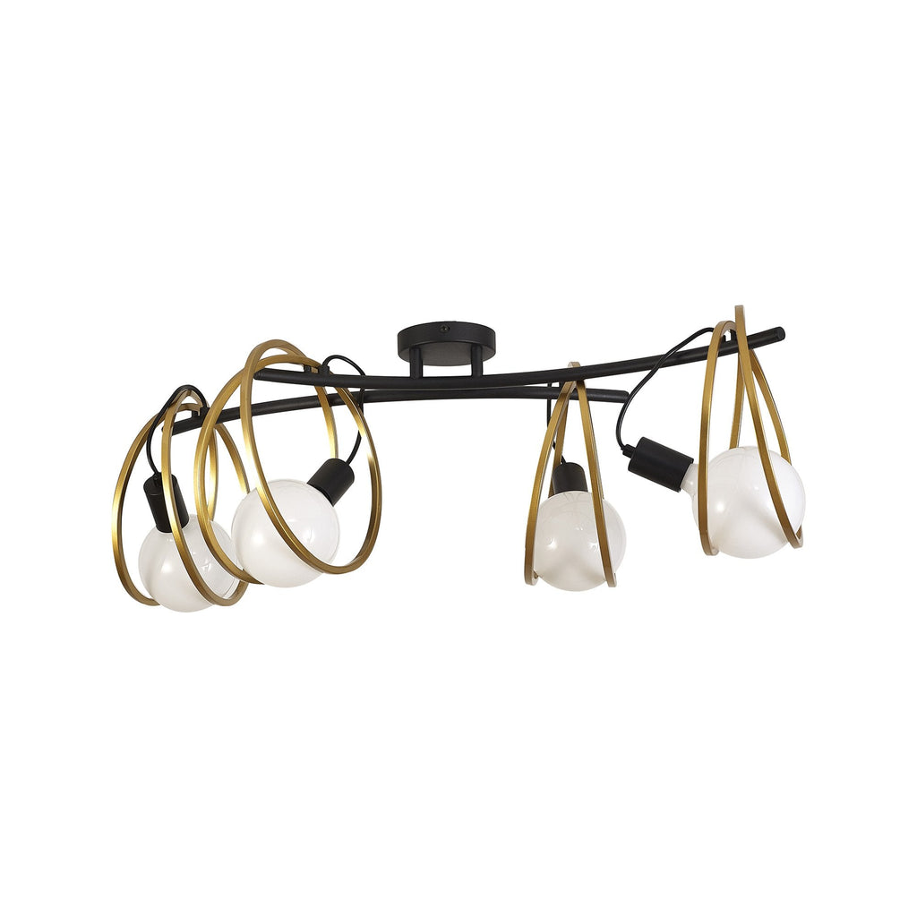 NL86709 Candio 4 Light Flush Ceiling Light Matt Black Painted Gold