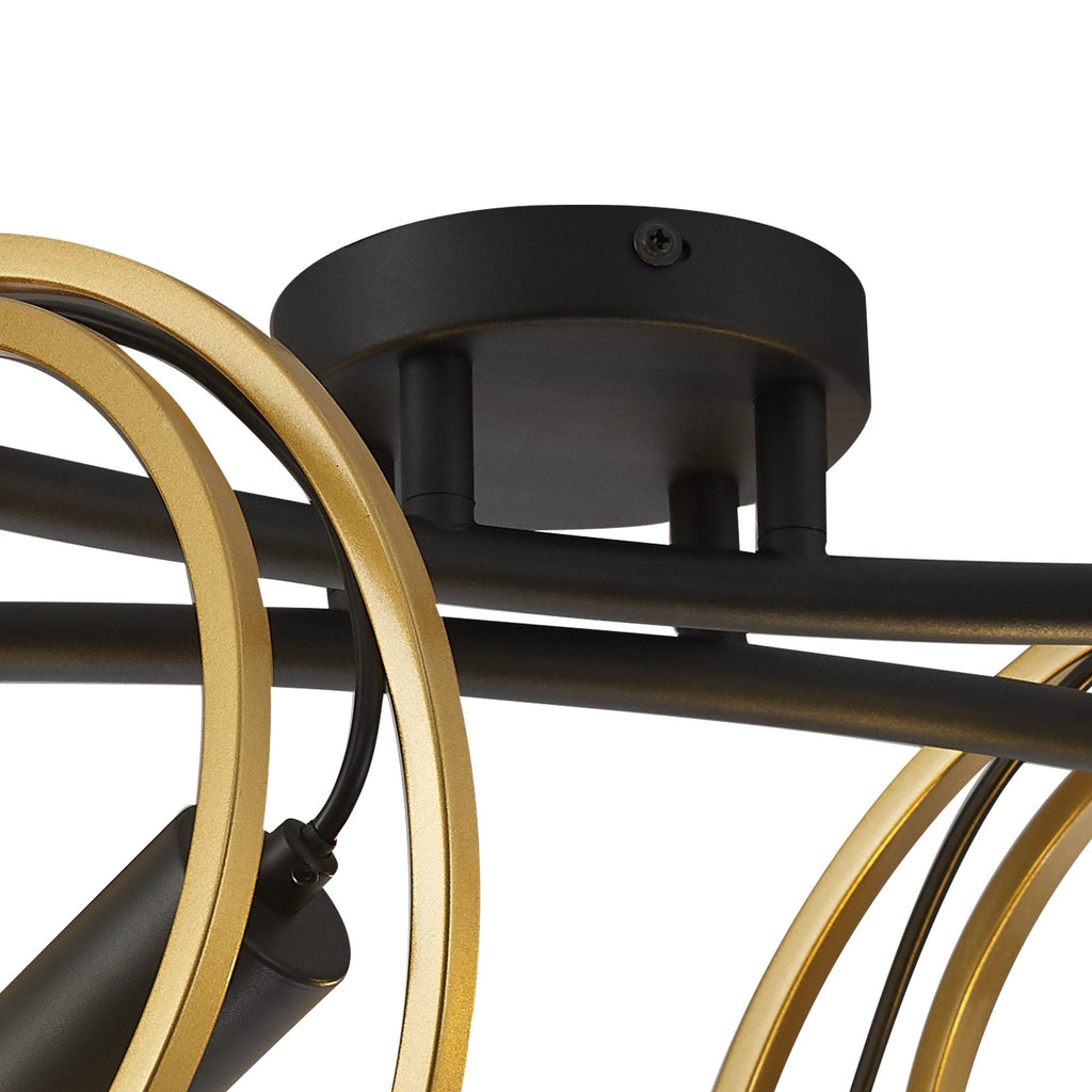 NL86709 Candio 4 Light Flush Ceiling Light Matt Black Painted Gold