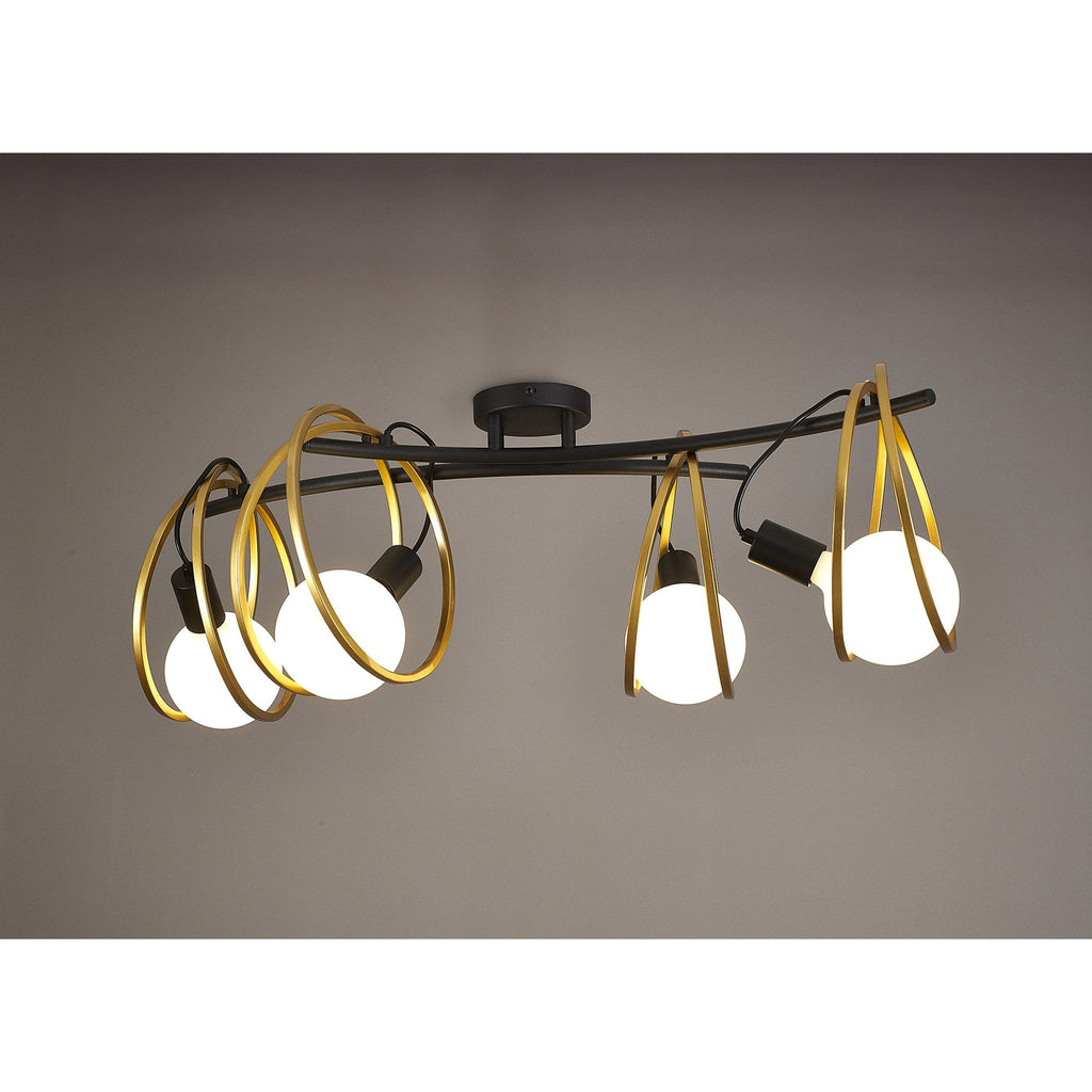 NL86709 Candio 4 Light Flush Ceiling Light Matt Black Painted Gold