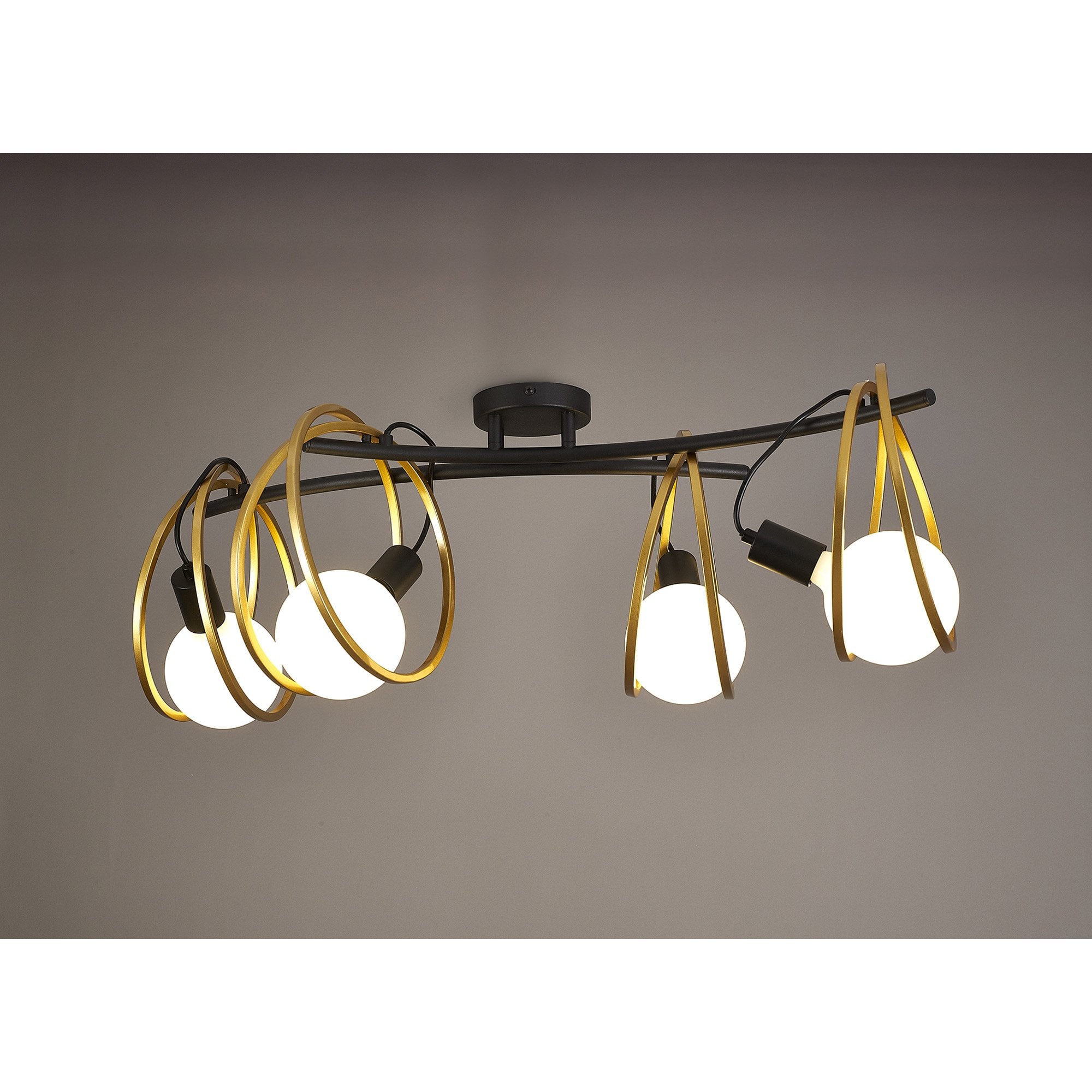 NL86709 Candio 4 Light Flush Ceiling Light Matt Black Painted Gold