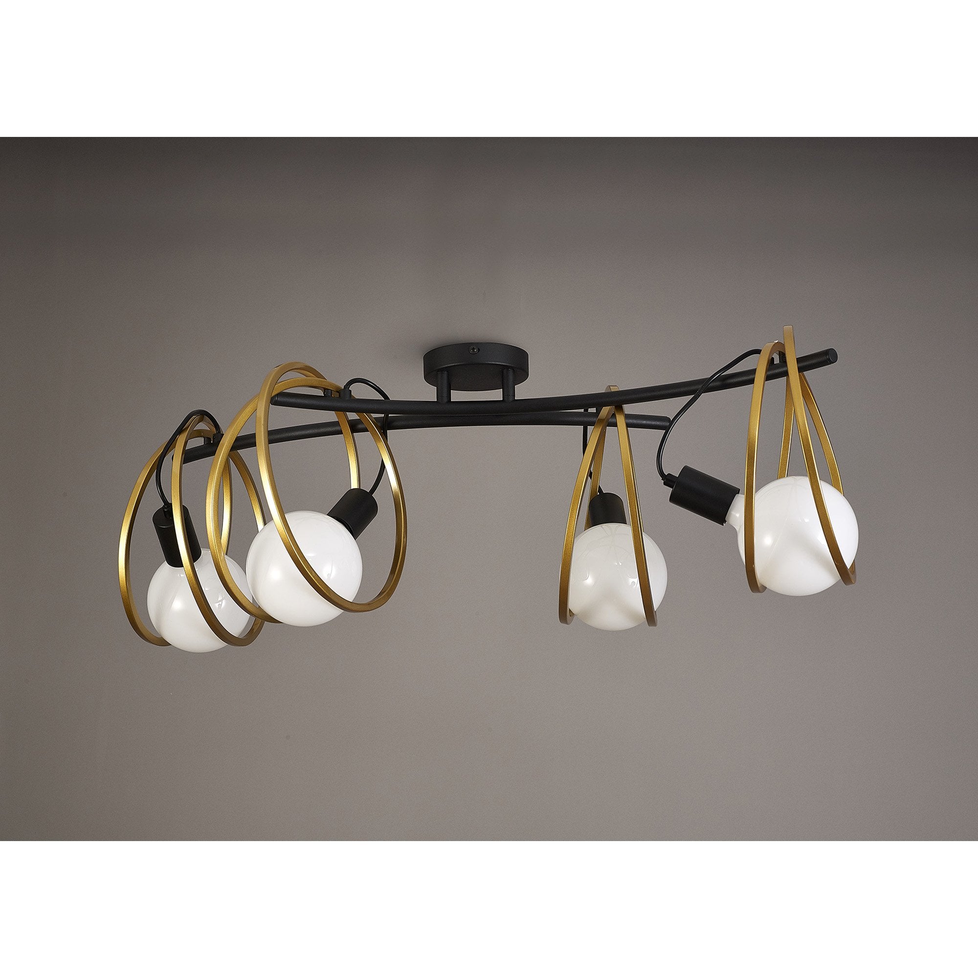 NL86709 Candio 4 Light Flush Ceiling Light Matt Black Painted Gold
