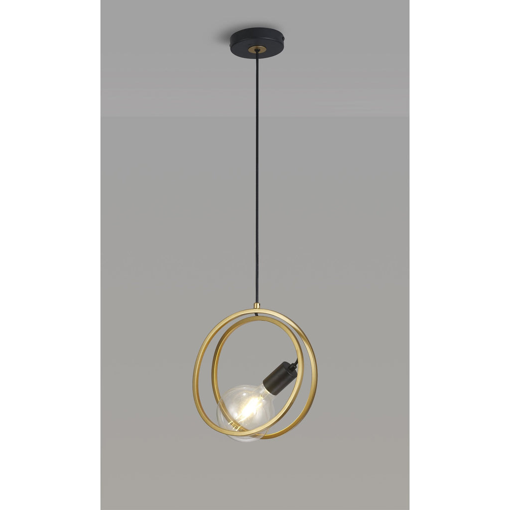 NL86719 Candio 1 Light Double Ring Pendant Matt Black Painted Gold